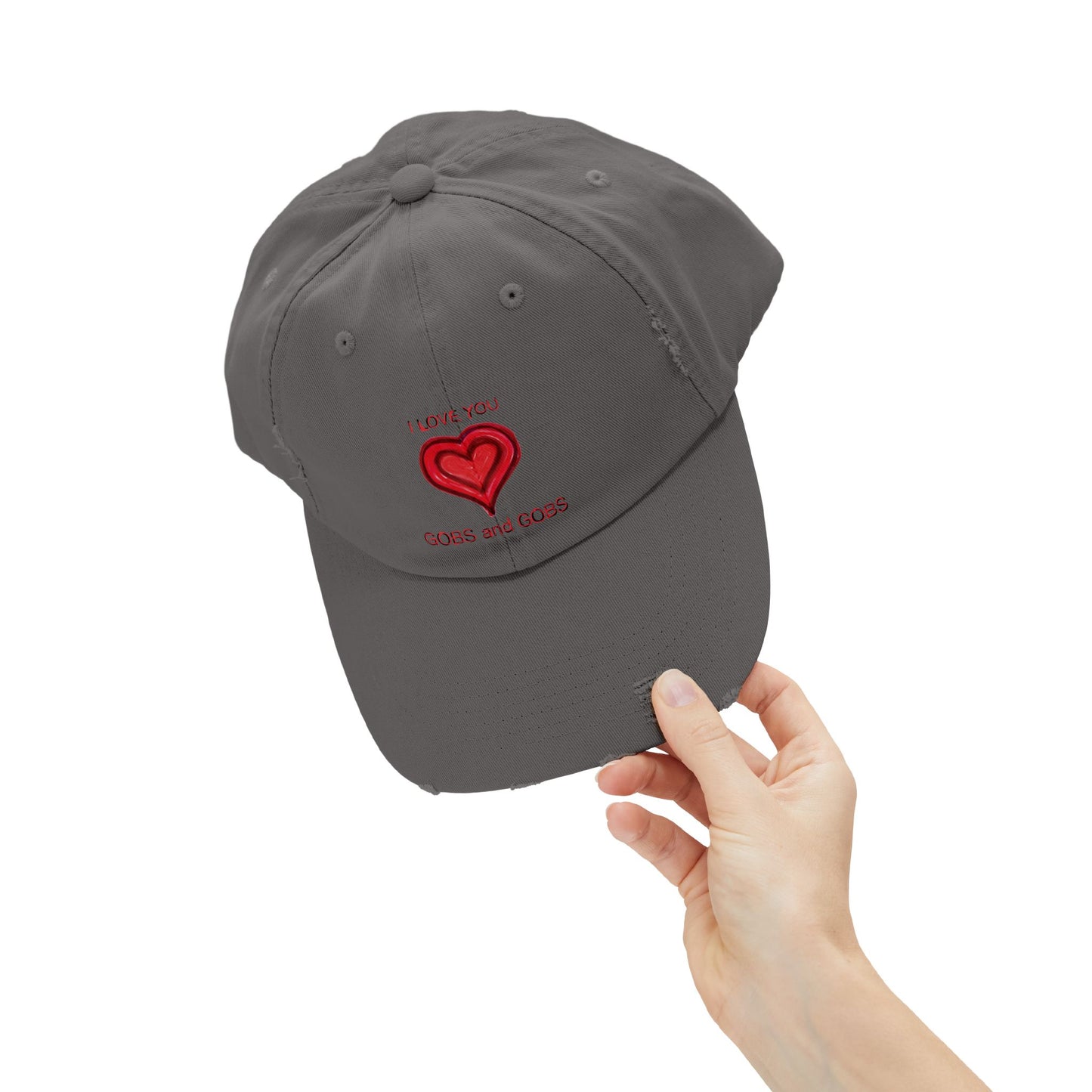 I Love You Gobs and Gobs Distressed Cap Hearts Gift Valentines Women Men Teens