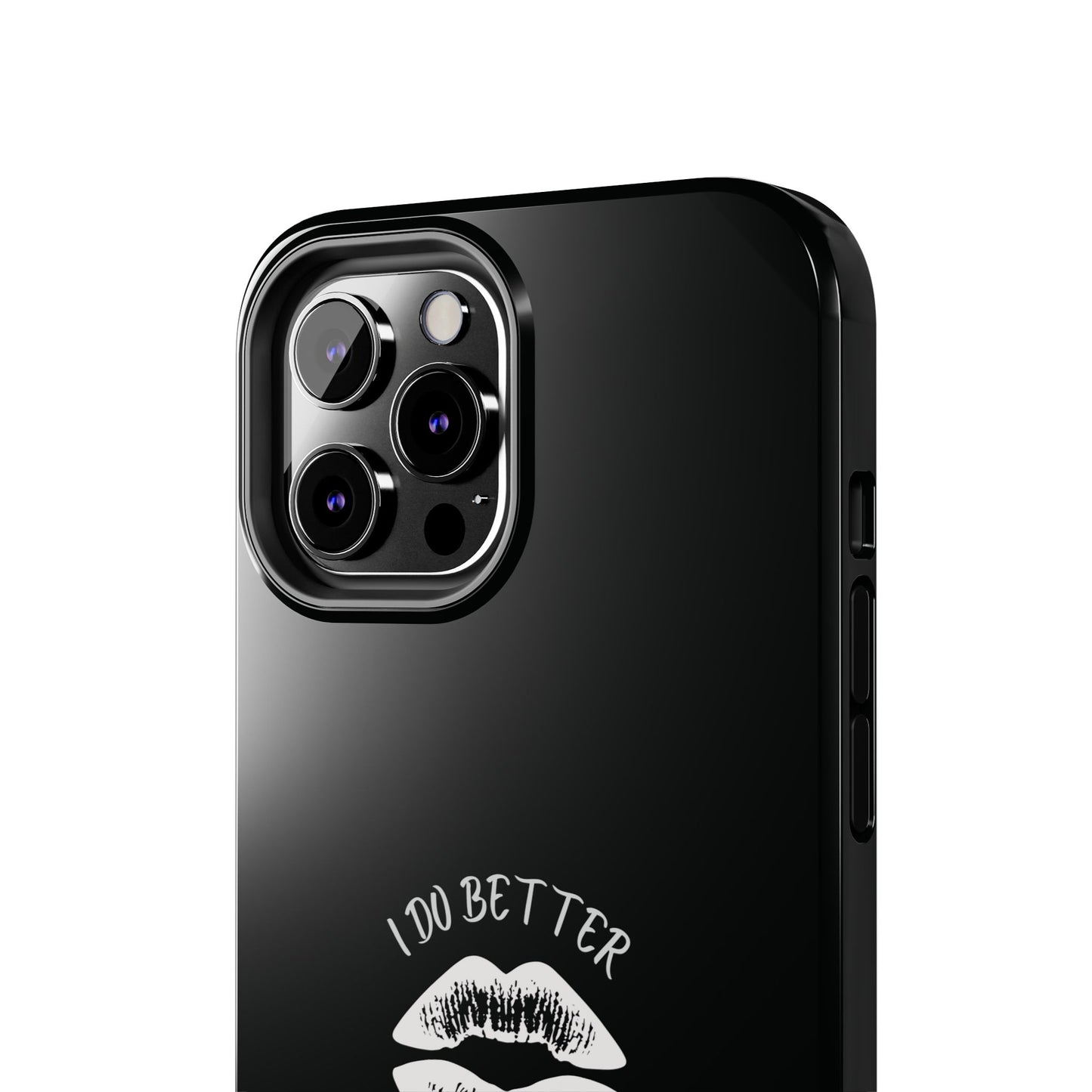 Glamorous Lipstick Tough Phone Cases - Empowered Gifts, Sassy Wireless Charging Cover, Fun Lips Samsung & iPhone Cases, Black Design