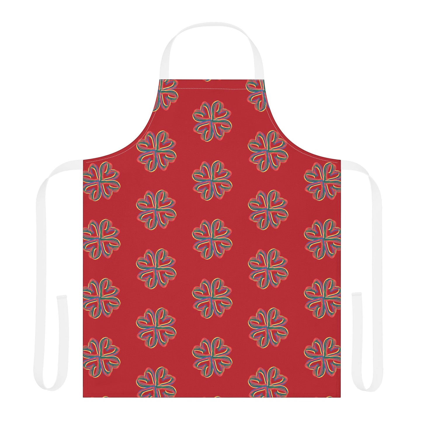 Red Colorful Floral Unisex Chefs Apron, Grilling, Cooking, Kitchen, Gender Neutral, Gifts, Women, Men, Friends, Teens, Birthday, Christmas