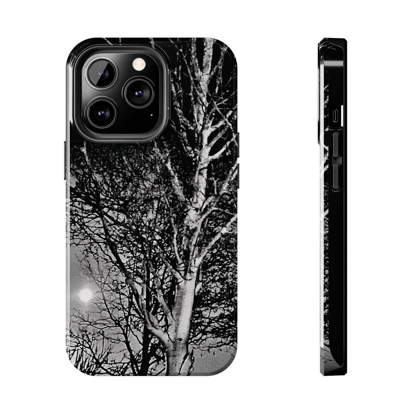Worm Moon Night Trees Tough Phone Cases, iPhone & Samsung cases, wireless charging, trees, nature, spooky, original photo, gifts, Halloween