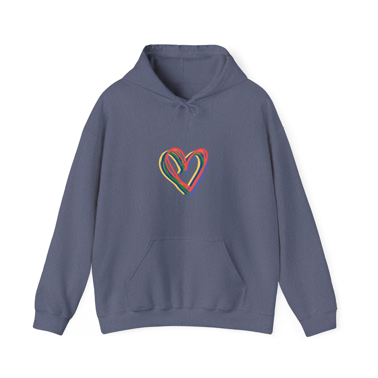 Rainbow Hearts Unisex Heavy Blend™ Hooded Sweatshirt, Love, Pride, hoodie, warm, soft, gift, gender neutral, men, women, teens, Valentines