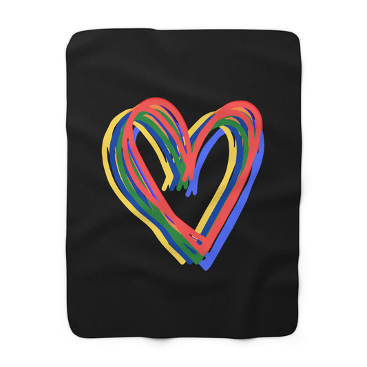 Rainbow Hearts Sherpa Fleece Blanket, Love, Pride, Home Decor, Soft, Cozy, Gift, Gender Neutral, Valentines, Throw, 50x60 60x80