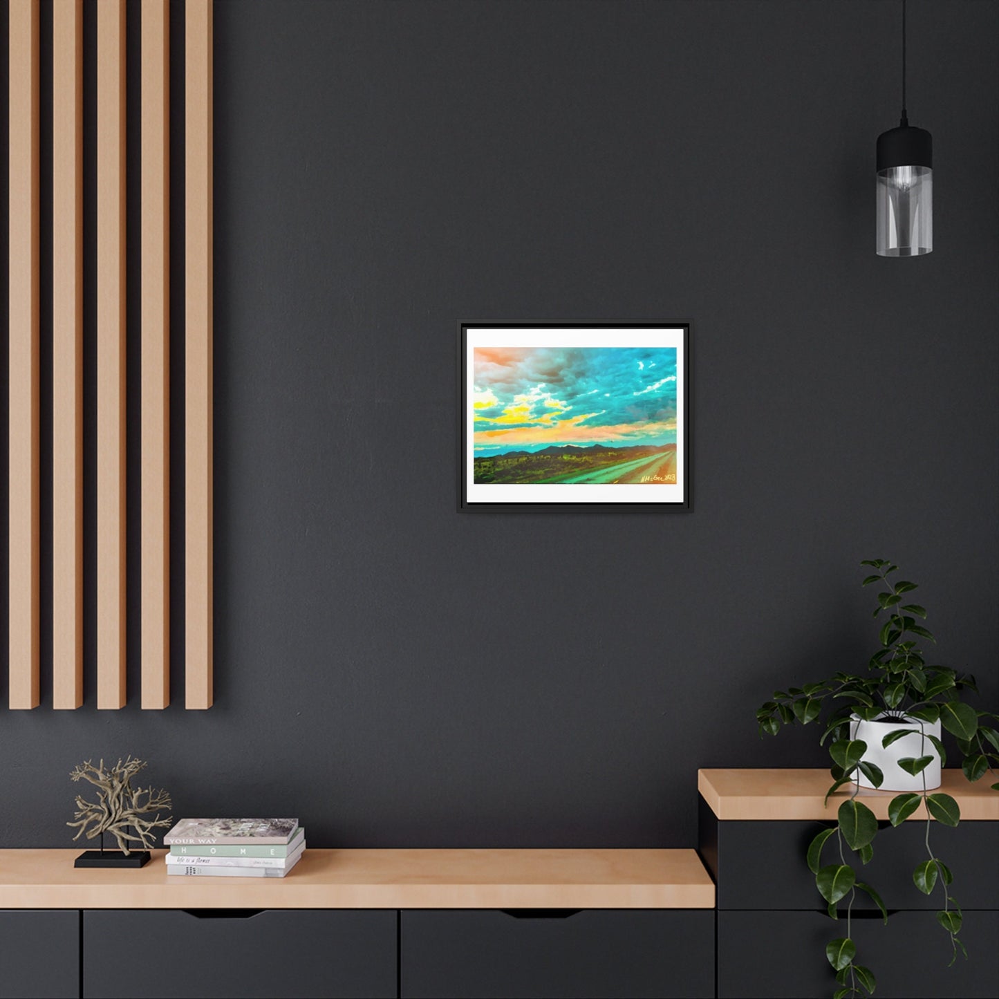 Black Frame Wyoming Landscape, Nature, America, Western, Artwork, Wall Art, Matte Print, Mountains, Gift, Sky, Colorful, Clouds, Sunset, Eco