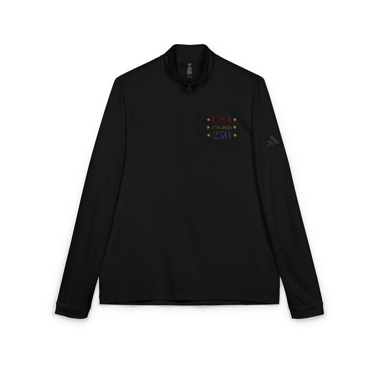 USA 250 Embroidered Quarter-Zip Pullover — 1776 Patriotic Sweatshirt