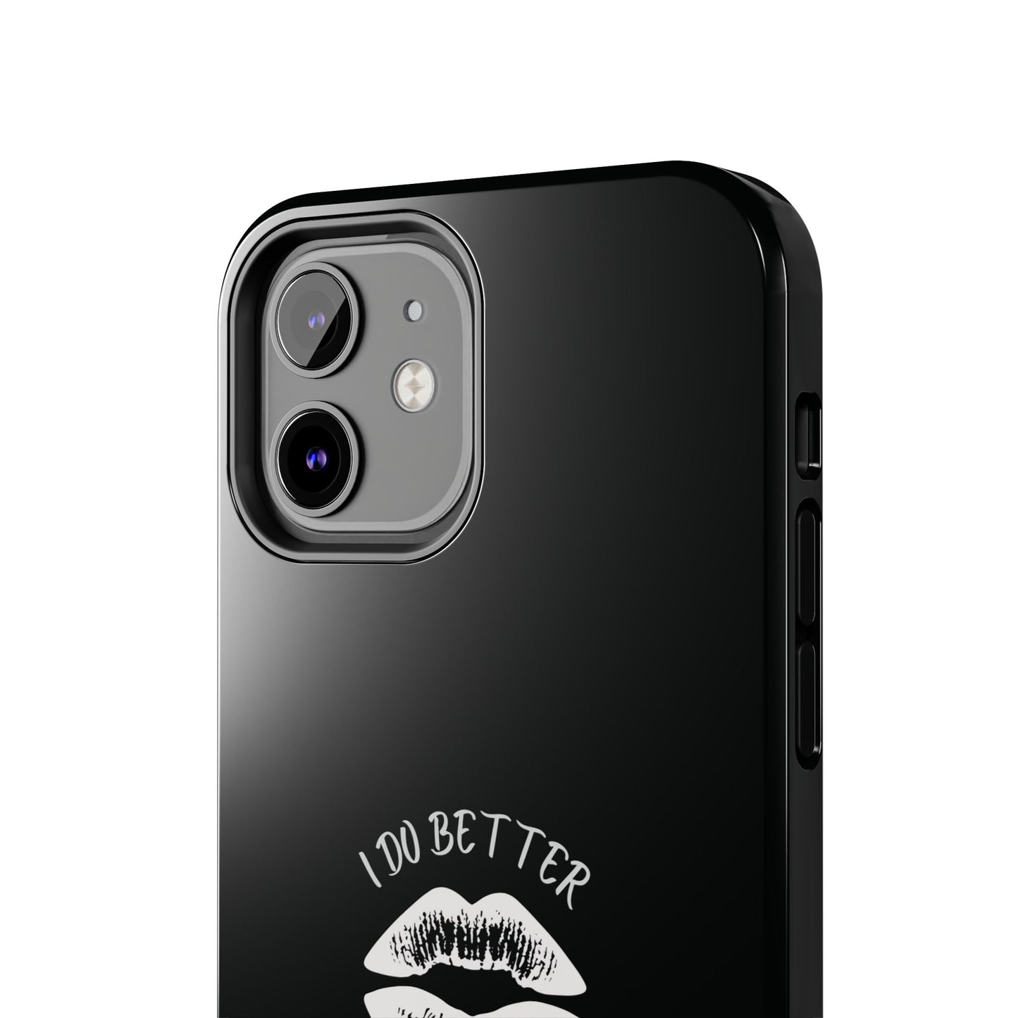 Glamorous Lipstick Tough Phone Cases - Empowered Gifts, Sassy Wireless Charging Cover, Fun Lips Samsung & iPhone Cases, Black Design