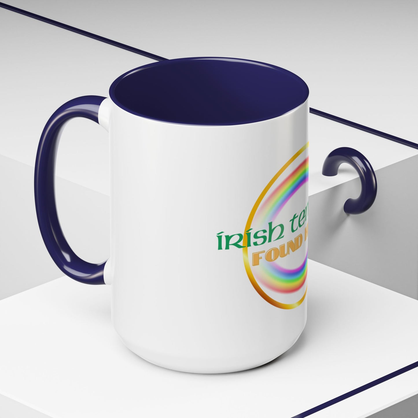 Coffee Mug - Irish Temper Found Here, Rainbow Design, BPA-Free Ceramic, St Patricks Gift