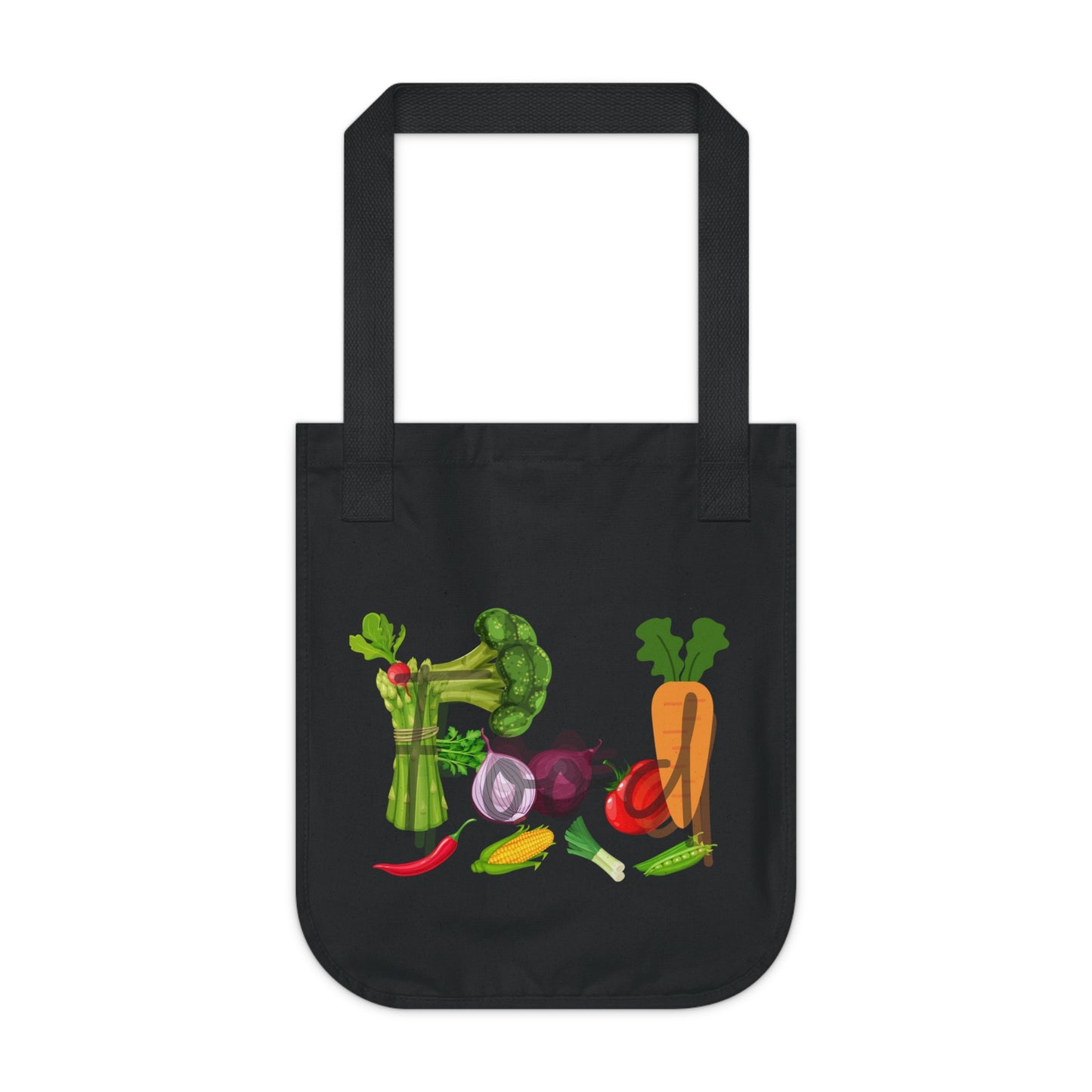 Food Organic Canvas Tote Bag, Vegetables, Produce, Groceries, Shopping, Eco Friendly, 100% Organic Cotton, Beige, Black, Navy