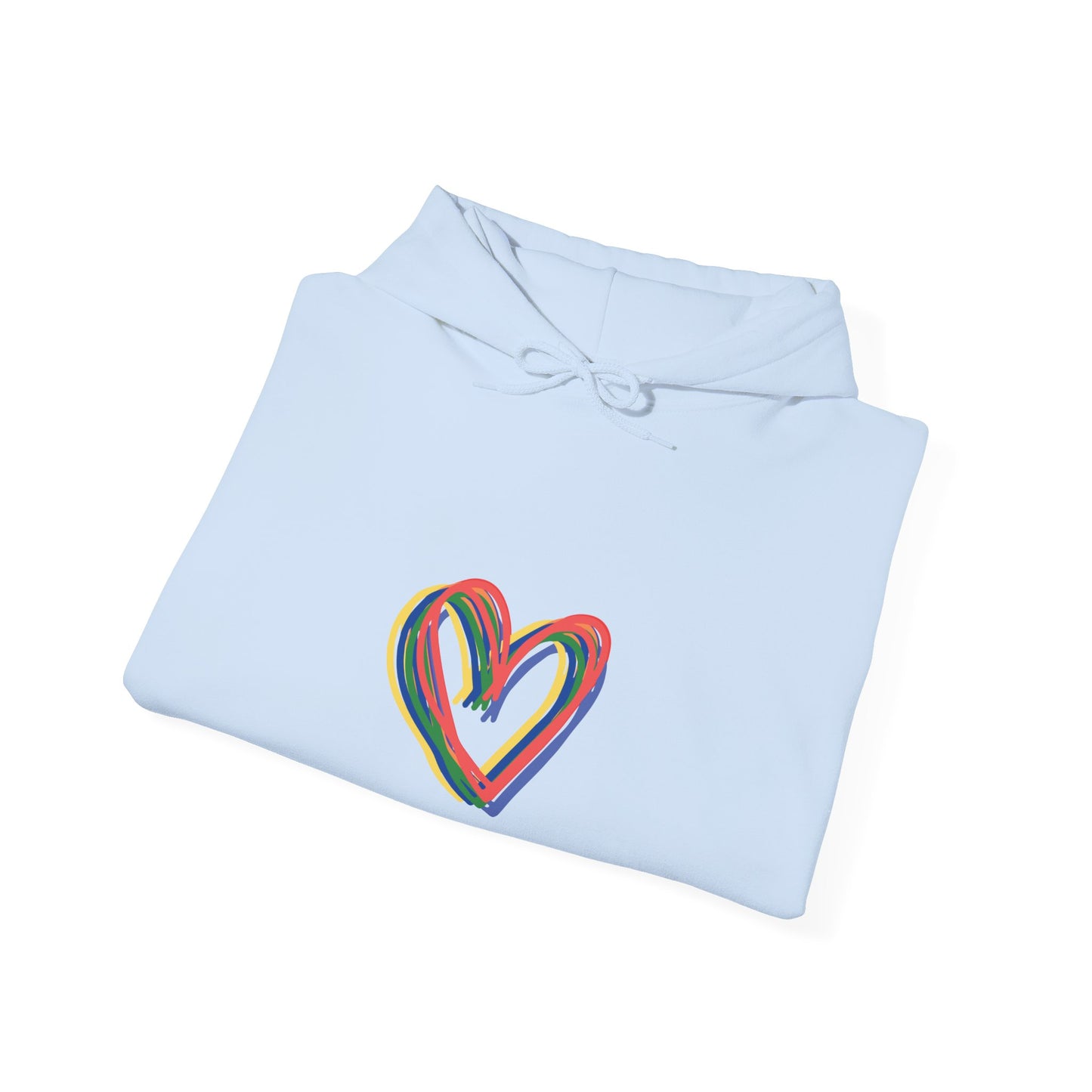 Rainbow Hearts Unisex Heavy Blend™ Hooded Sweatshirt, Love, Pride, hoodie, warm, soft, gift, gender neutral, men, women, teens, Valentines