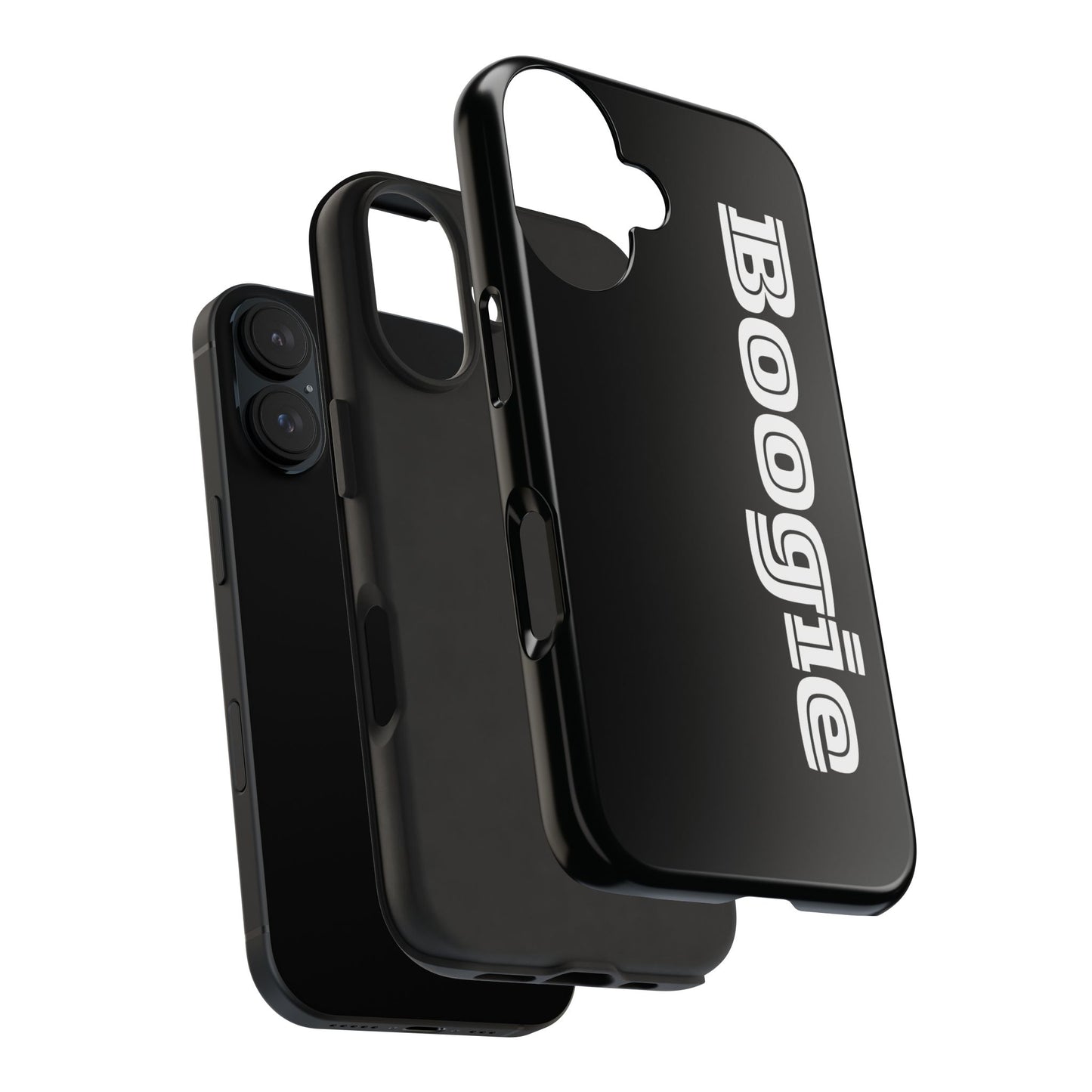 Boogie Black Tough Phone Cases, iPhone Samsung cases, wireless charging, gender neutral women men friends kids teens gift birthday Christmas