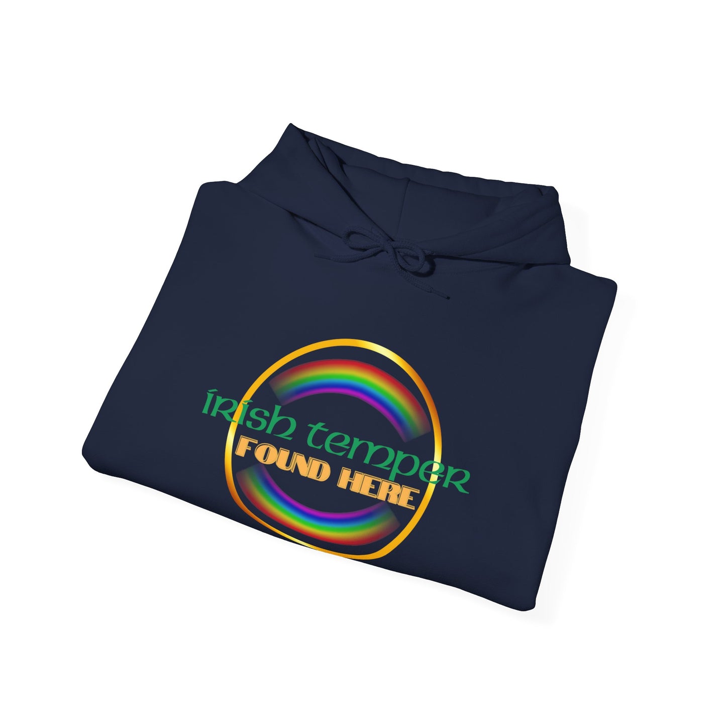 Irish Temper Found Here Unisex Heavy Blend™ Hooded Sweatshirt, rainbow, hoodie, warm, soft, gift, gender neutral, men, women, St Patricks