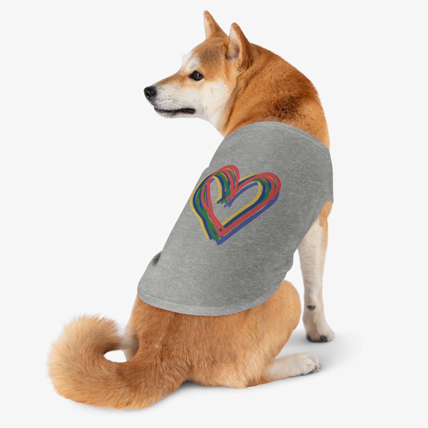 Rainbow Hearts Pet Tank Top, love, dog clothes, gifts, pet fashions, furry friends, cotton, dog shirts, cat shirts, Valentines Day
