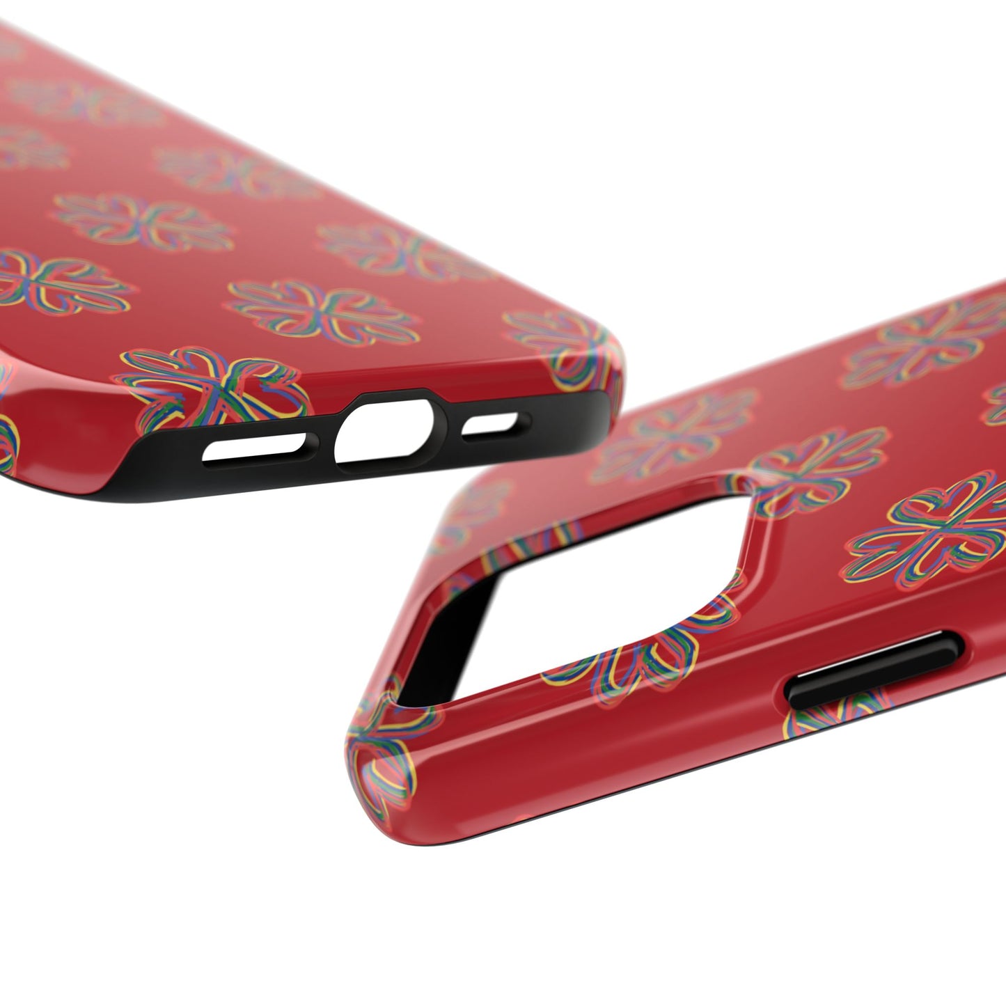 Floral Tough Phone Case, Red Phone Cover, Protective Tech Accessory, Botanical Phone Shell, Gift for Gardeners, Colorful, Wireless Charging