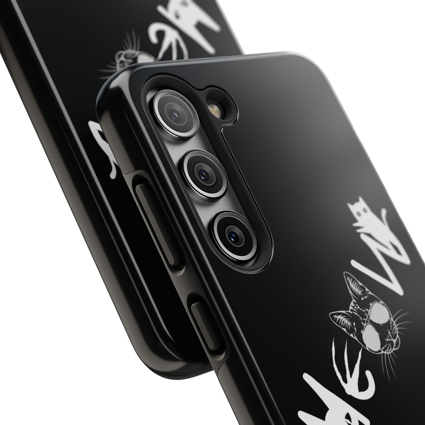 Meow Tough Phone Cases, iPhone & Samsung cases, wireless charging, cats, sassy, kitty, gender neutral, gifts, Halloween, birthday, Christmas