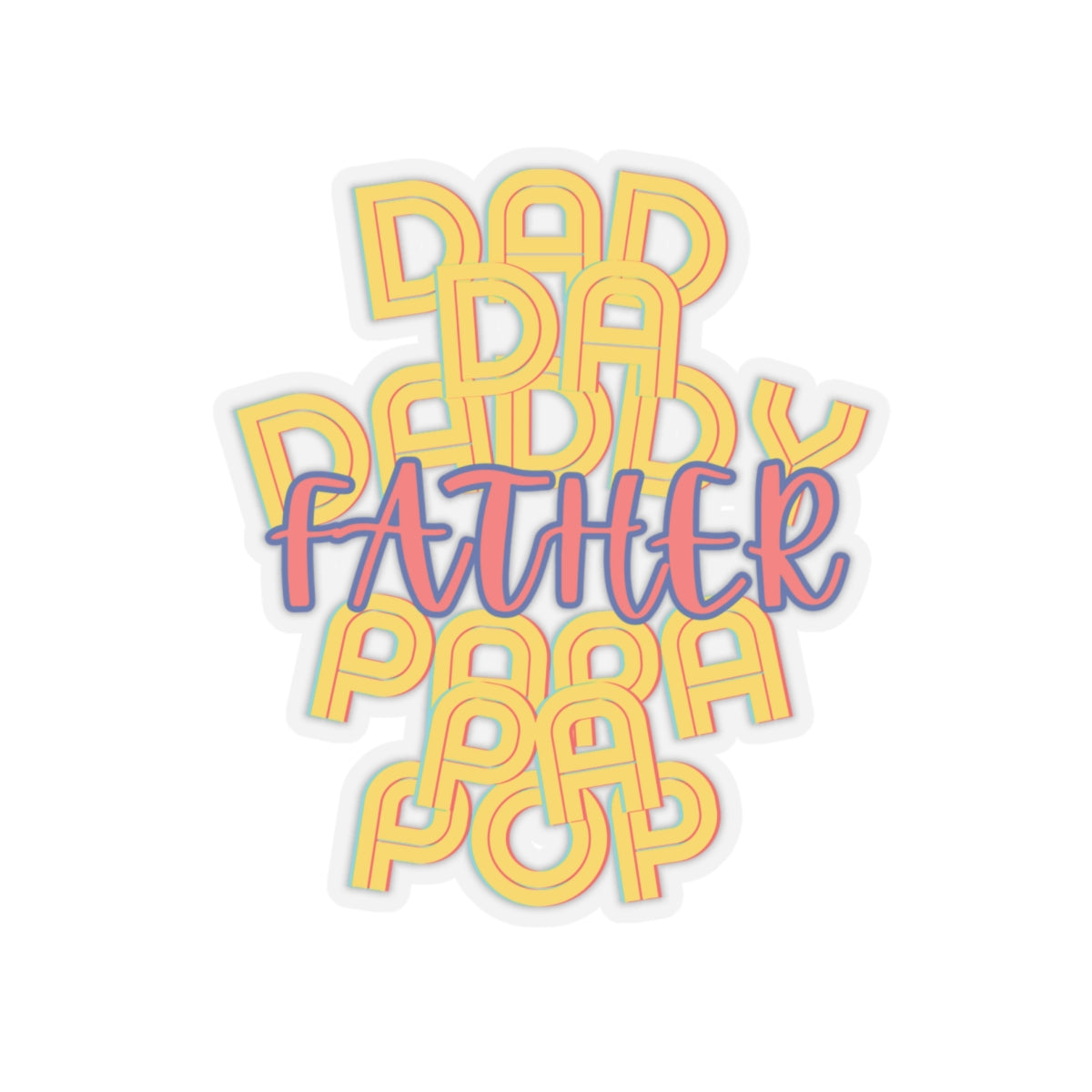 Father Dad Papa Sticker | Family Love Kiss-Cut Stickers Decals for Dads, Grandfathers, Uncles, Father's Day Gift, Vinyl Label