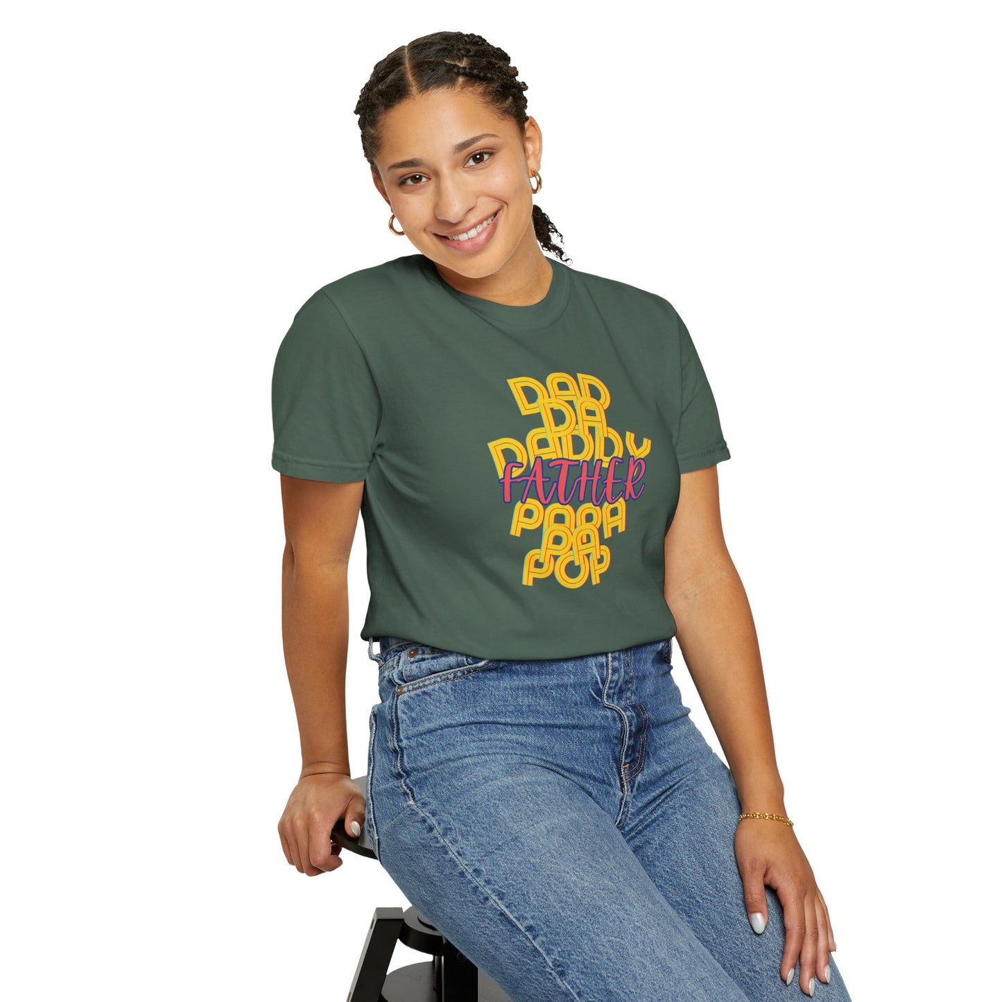 Father Unisex Garment-Dyed T-shirt - Dad Da Daddy Pop Pa Papa - Fathers Day Gifts - Comfy Soft Preshrunk Tee