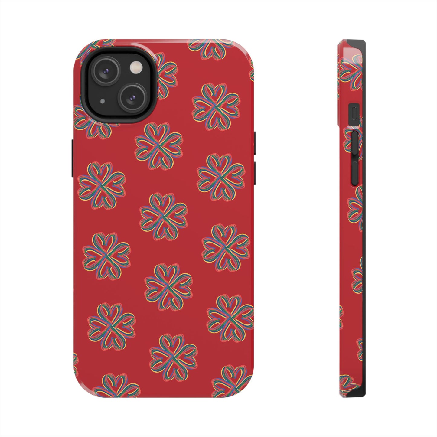 Floral Tough Phone Case, Red Phone Cover, Protective Tech Accessory, Botanical Phone Shell, Gift for Gardeners, Colorful, Wireless Charging