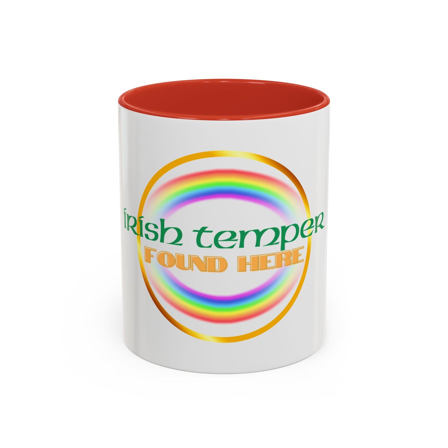 Coffee Mug - Irish Temper Found Here, Rainbow Design, BPA-Free Ceramic, St Patricks Gift