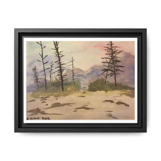 Black Frame Glacier National Park After Fire, Original Watercolor Print, Nature, Trees, Mountains, Forest, Artwork, Wall Art, Canvas, Gift
