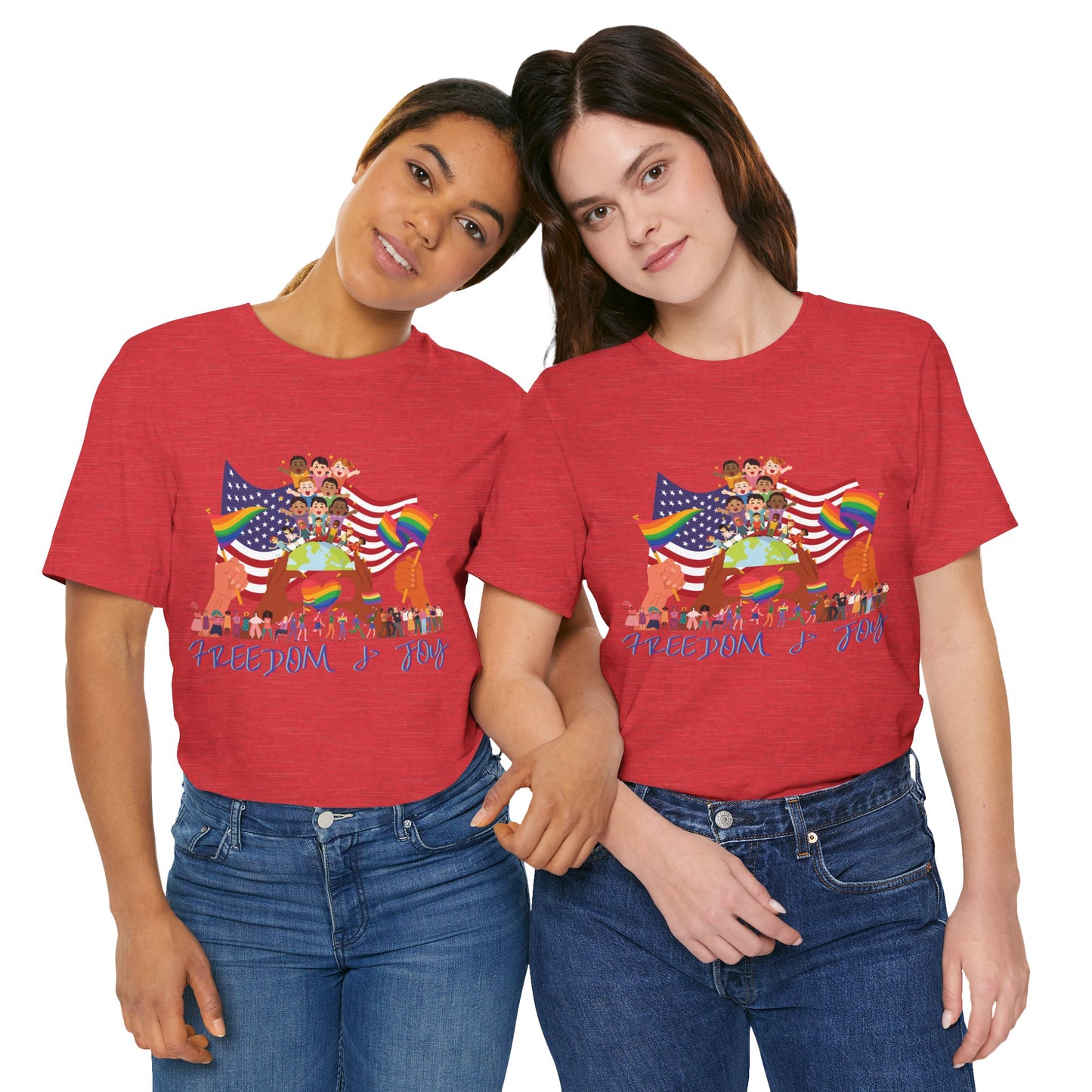 Freedom & Joy Unisex Tee, America, Inclusion, Equality, Love, Pride, Flag, Election, Gift, Comfy, Soft, Casual, Gender Neutral, Short Sleeve