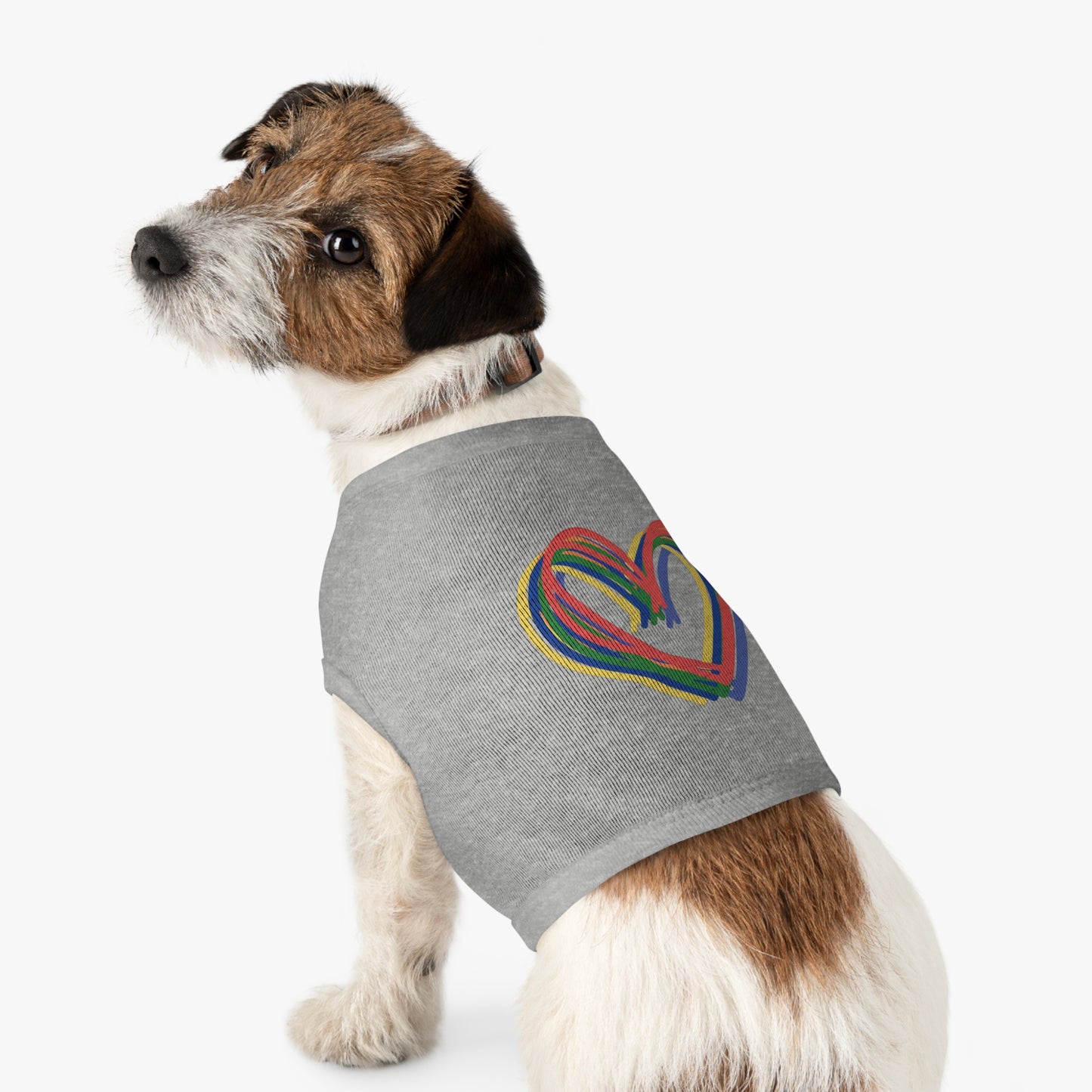 Rainbow Hearts Pet Tank Top, love, dog clothes, gifts, pet fashions, furry friends, cotton, dog shirts, cat shirts, Valentines Day