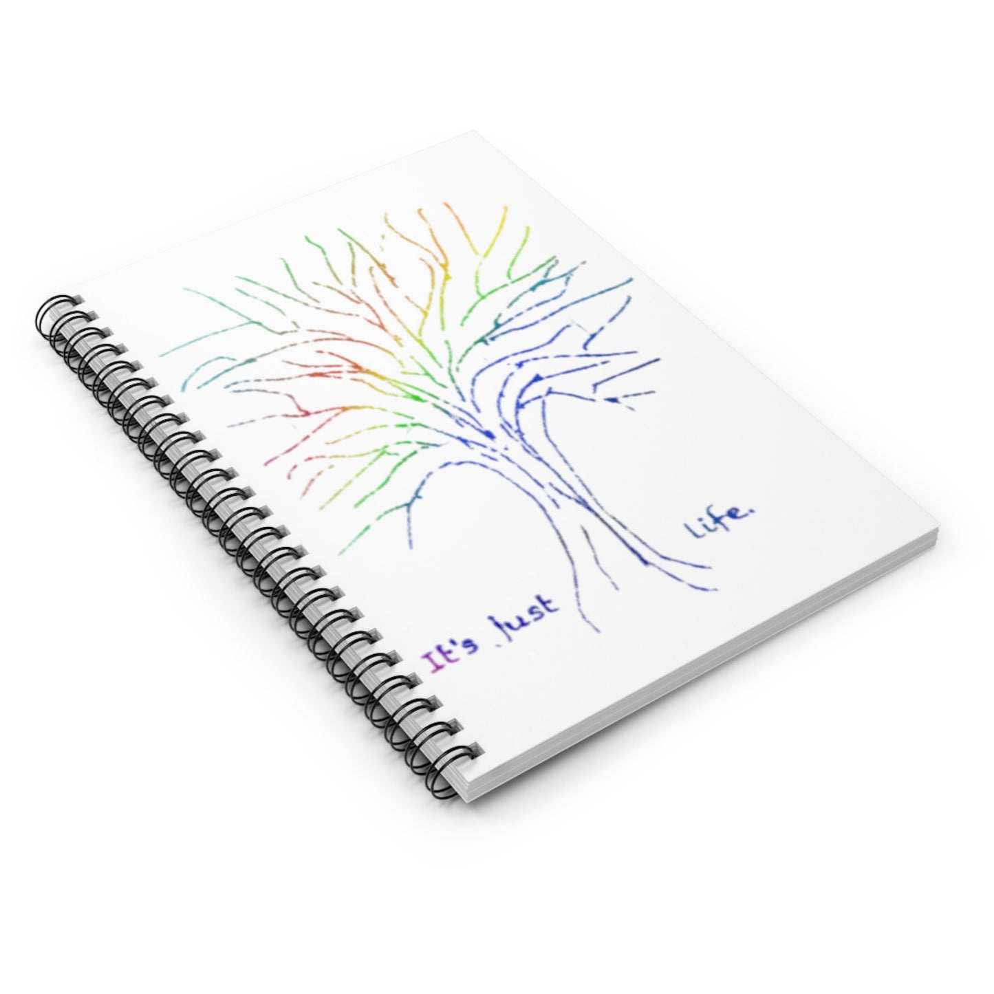 Its Just Life Rainbow Tree White Spiral Notebook - Ruled Line, gender neutral, journal, notes, lists, pride, teens, adults, kids, friends