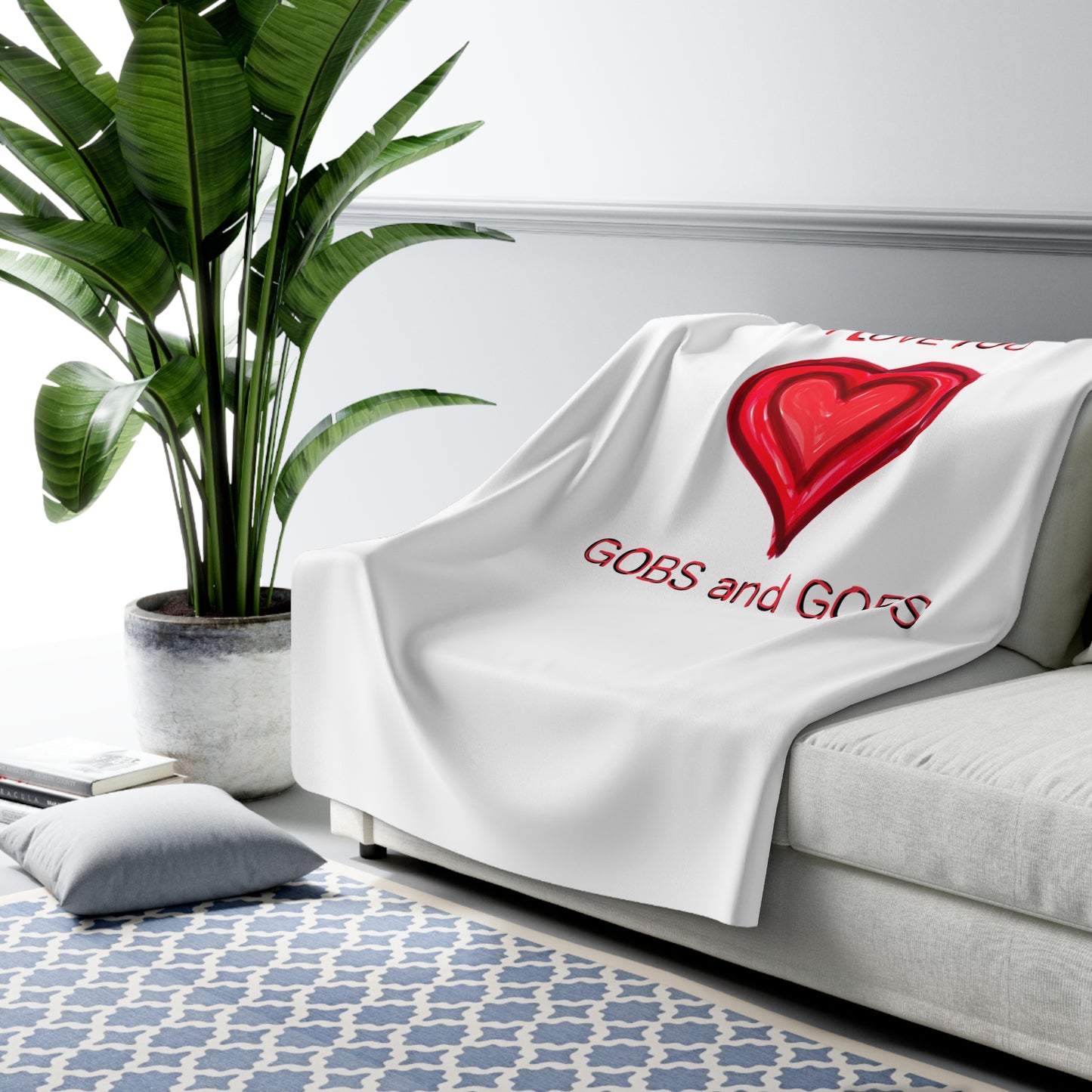 Heart I Love You Sherpa Fleece Blanket, Cozy Throw Blanket, Valentine's Day Gift, Anniversary Present, Wedding Gift, Romantic Home Decor