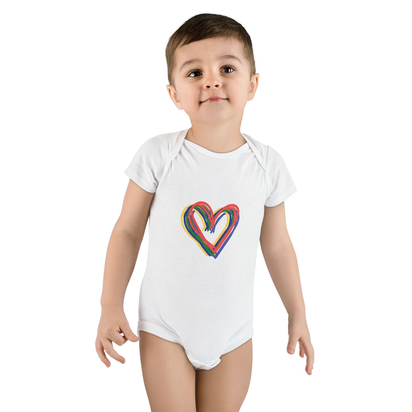 Rainbow Hearts Onesie® Organic Baby Bodysuit, 100 percent cotton, love, gender neutral, gift, boys, girls, birthday, baby shower, Valentine