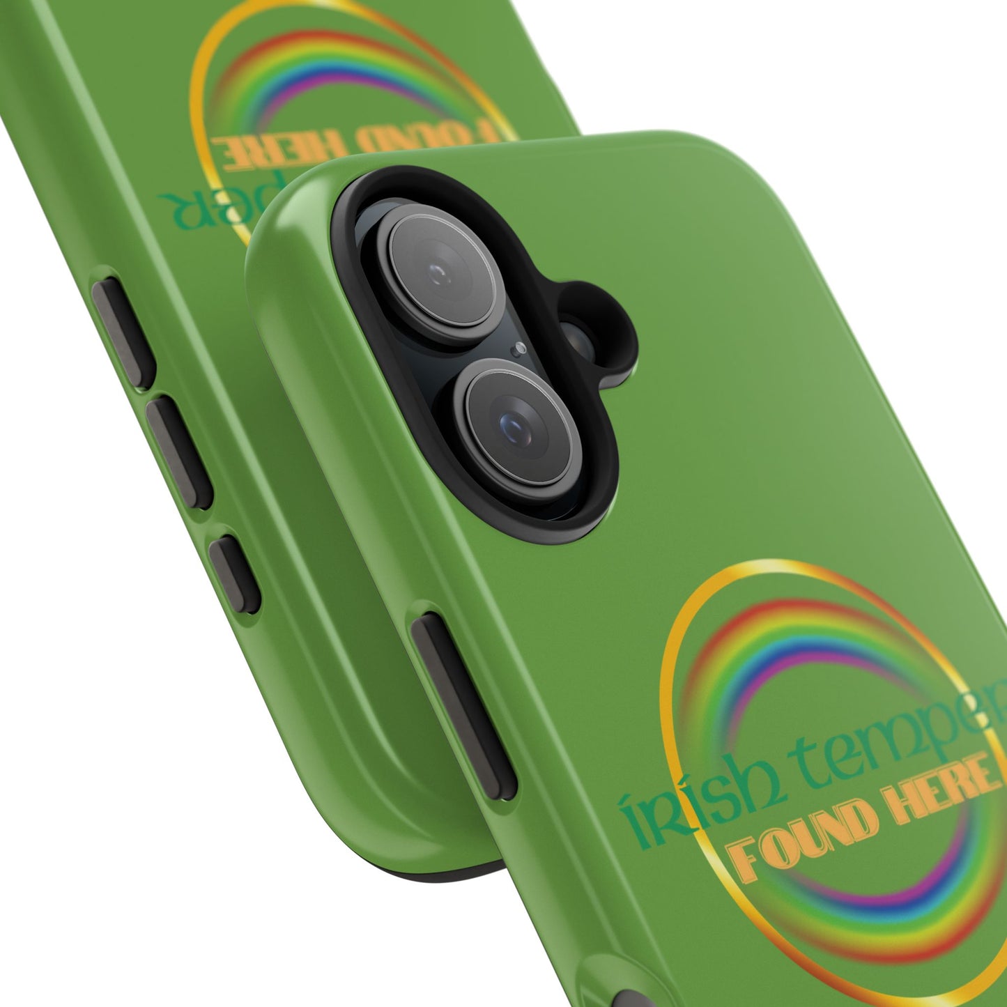 Green Irish Temper Found Here Tough Phone Cases, iPhone & Samsung cases, wireless charging, gifts, St Patricks Day, Birthday, Christmas
