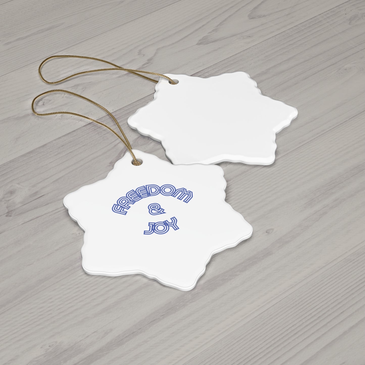 Freedom & Joy Hanging Ceramic Ornament, Equality, Inclusion, Election, Vote, Circle Snowflake Heart Star, Christmas Tree, Holiday, Gifts