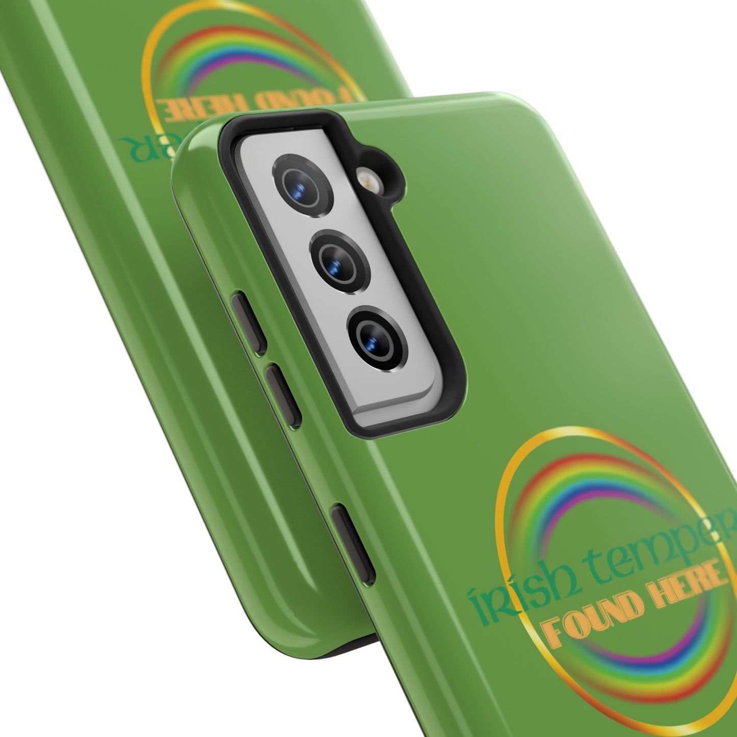 Green Irish Temper Found Here Tough Phone Cases, iPhone & Samsung cases, wireless charging, gifts, St Patricks Day, Birthday, Christmas