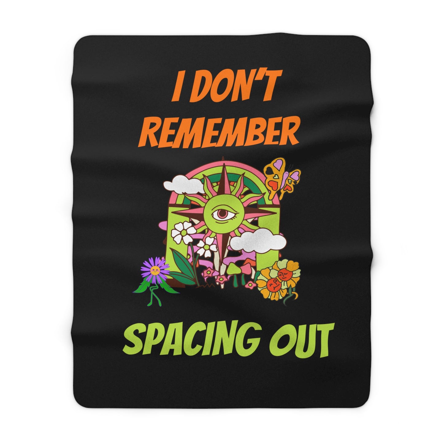 I Dont Remember Spacing Out Sherpa Fleece Blanket, Graphic Art, Funny, Space Cadet, Gender Neutral Decor, Throw, Cozy, Gift, Soft, Warm