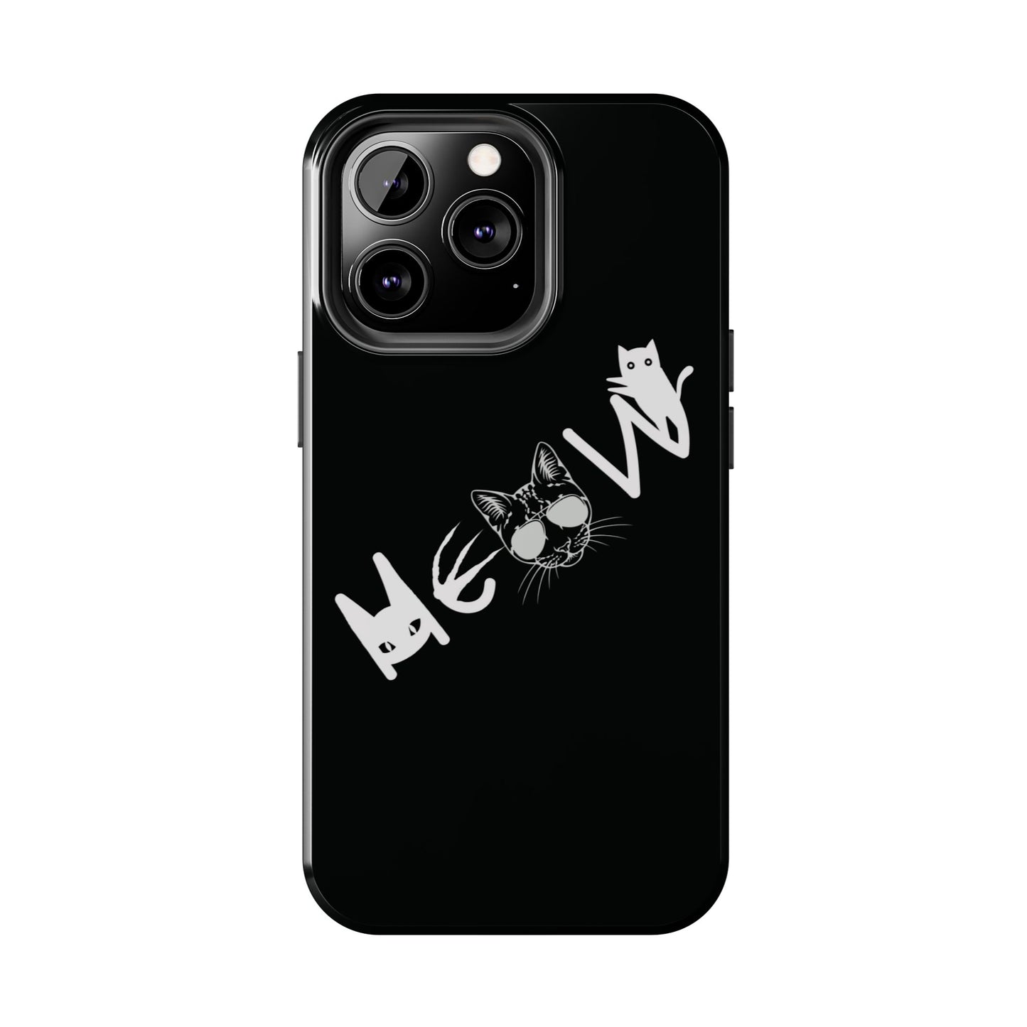 Meow Tough Phone Cases, iPhone & Samsung cases, wireless charging, cats, sassy, kitty, gender neutral, gifts, Halloween, birthday, Christmas