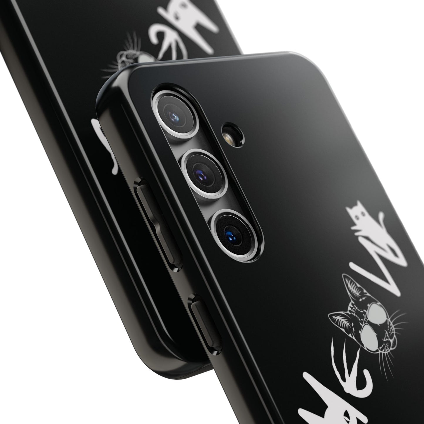 Meow Tough Phone Cases, iPhone & Samsung cases, wireless charging, cats, sassy, kitty, gender neutral, gifts, Halloween, birthday, Christmas