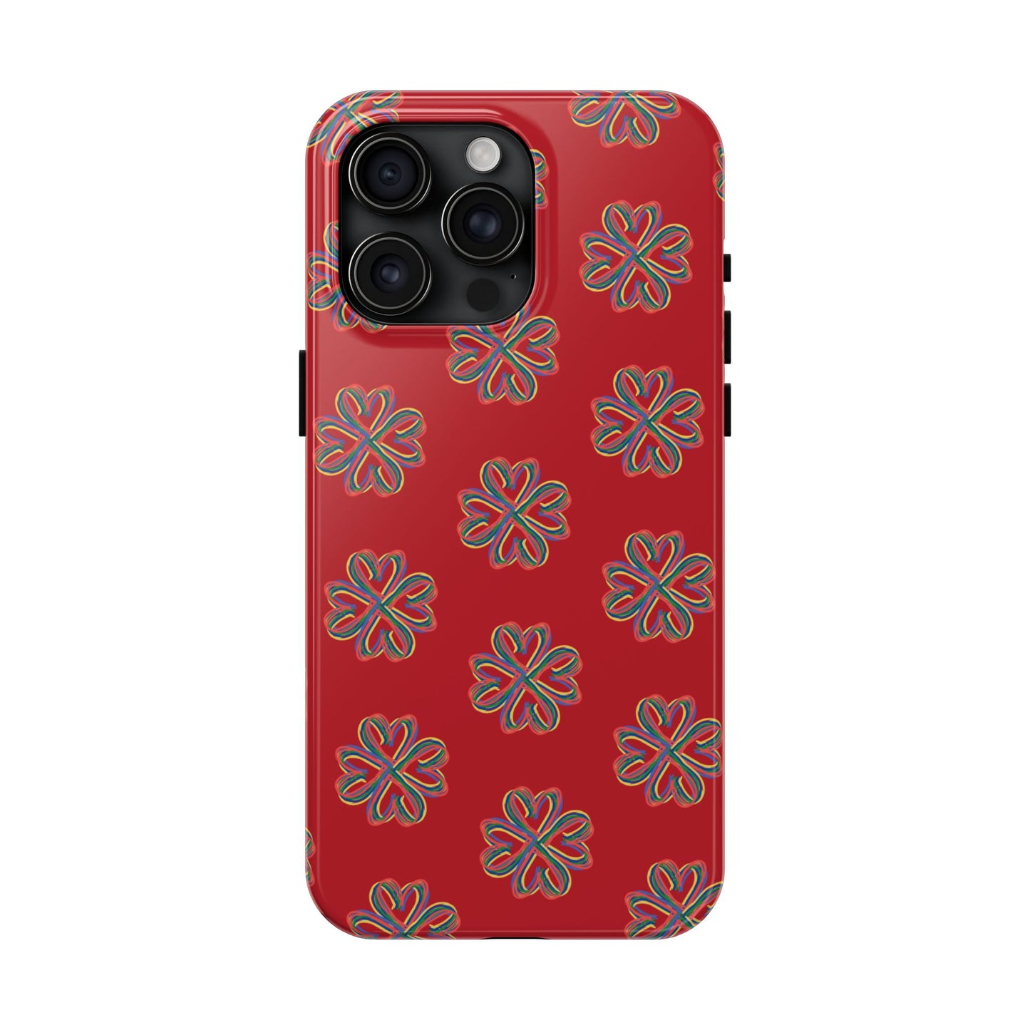 Floral Tough Phone Case, Red Phone Cover, Protective Tech Accessory, Botanical Phone Shell, Gift for Gardeners, Colorful, Wireless Charging