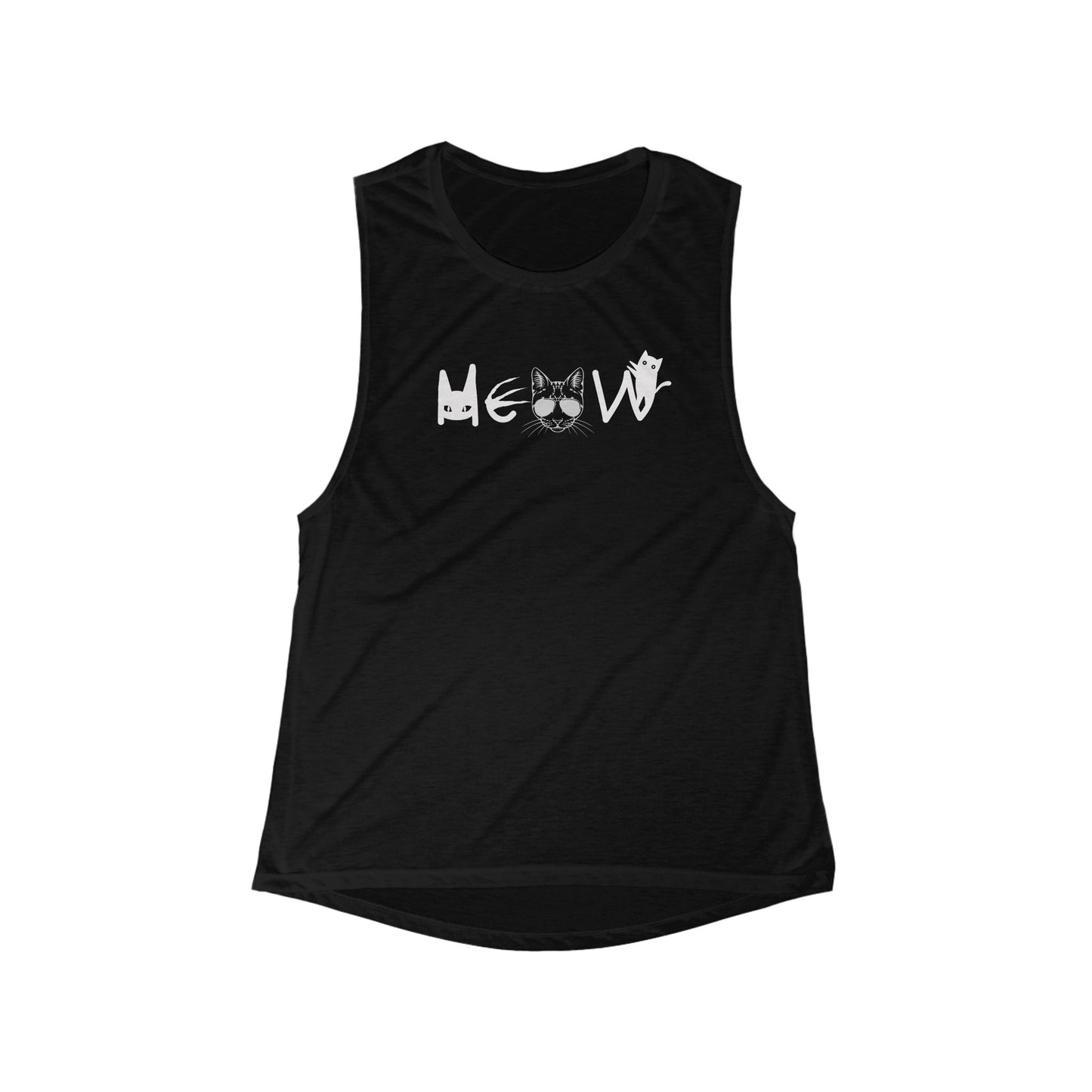 Meow Women's Flowy Scoop Muscle Tank, equality, inclusion, election, cats, sassy, exercise, womens tee, gift, friends, sleeveless, birthday