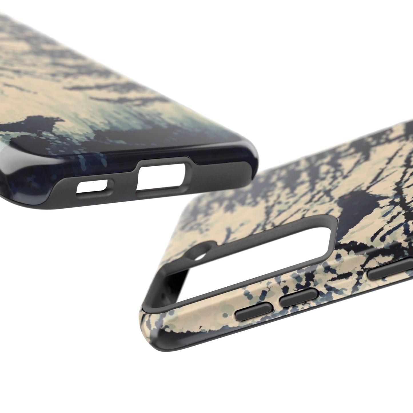 Crows in Forest Tough Phone Cases, iPhone & Samsung cases, wireless charging, crows, trees, birds, original artwork, gifts, Halloween