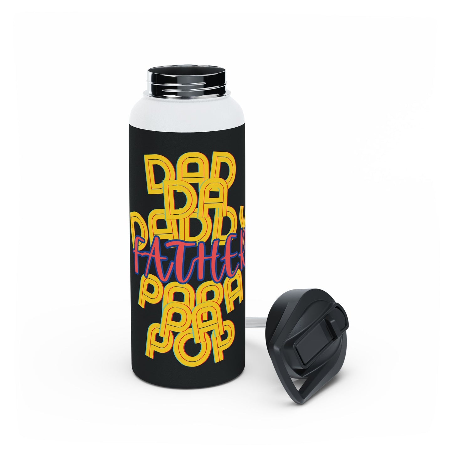 Father Stainless Steel Water Bottle, Dad Da Daddy Pop Pa Papa, Love, Fathers Day, Gifts for Men, Exercise, Eco Friendly, Gender Neutral