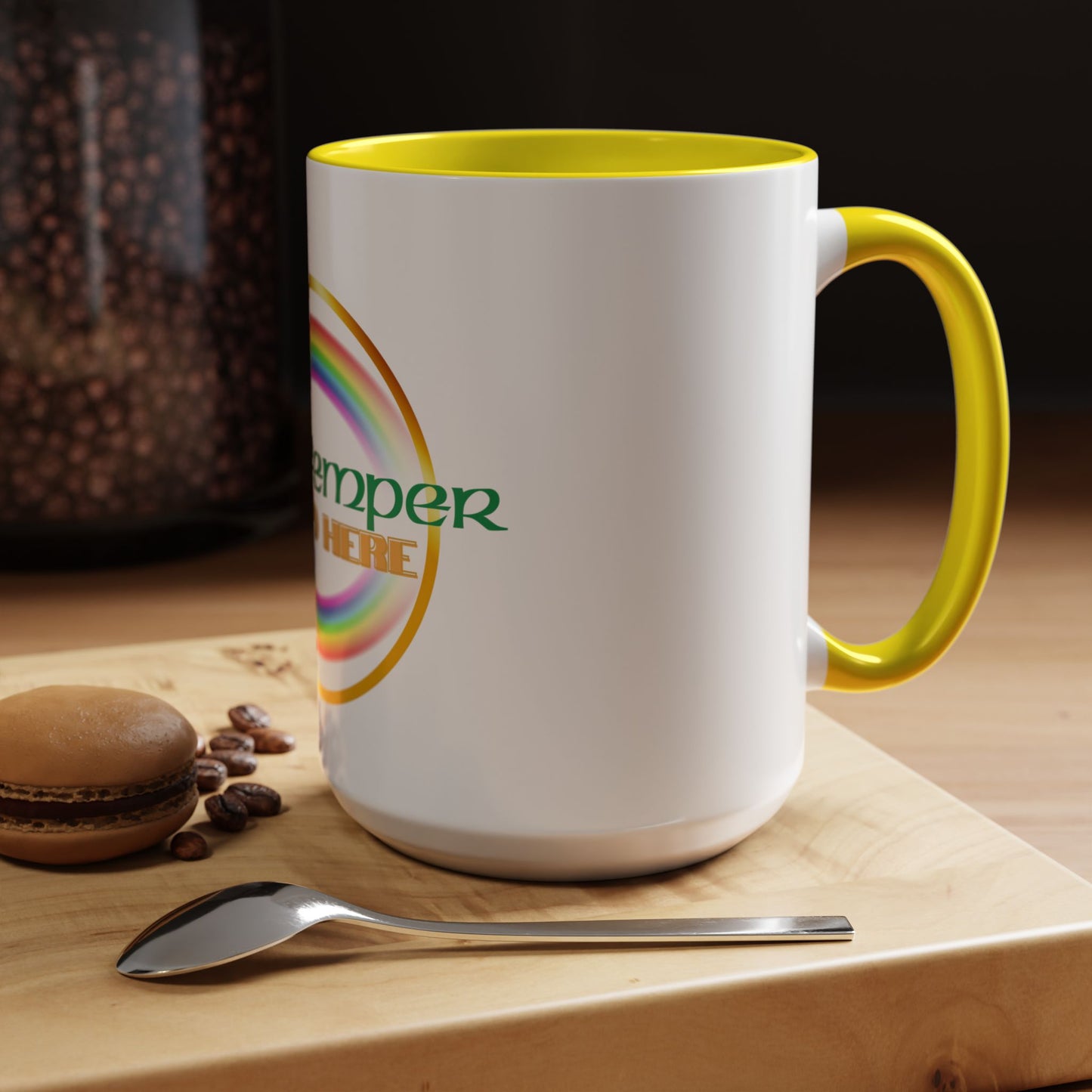 Coffee Mug - Irish Temper Found Here, Rainbow Design, BPA-Free Ceramic, St Patricks Gift