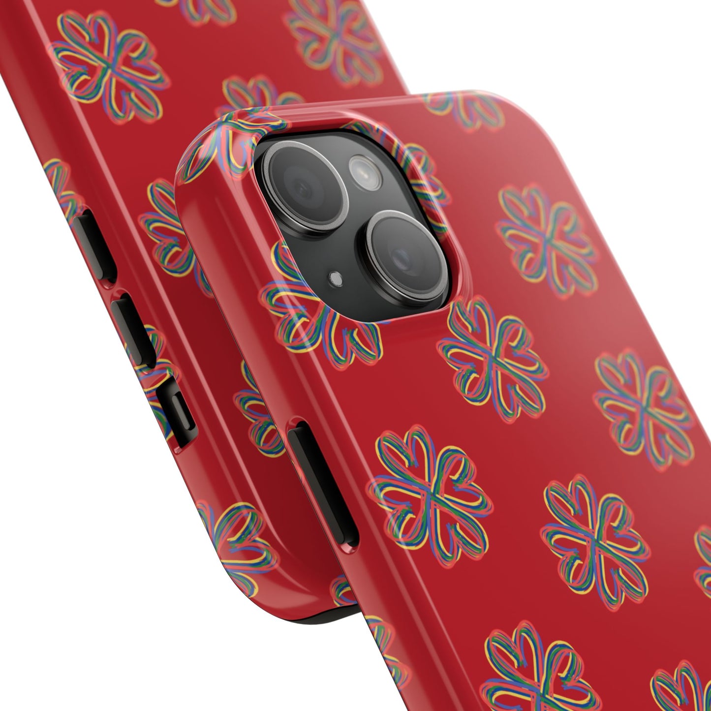 Floral Tough Phone Case, Red Phone Cover, Protective Tech Accessory, Botanical Phone Shell, Gift for Gardeners, Colorful, Wireless Charging