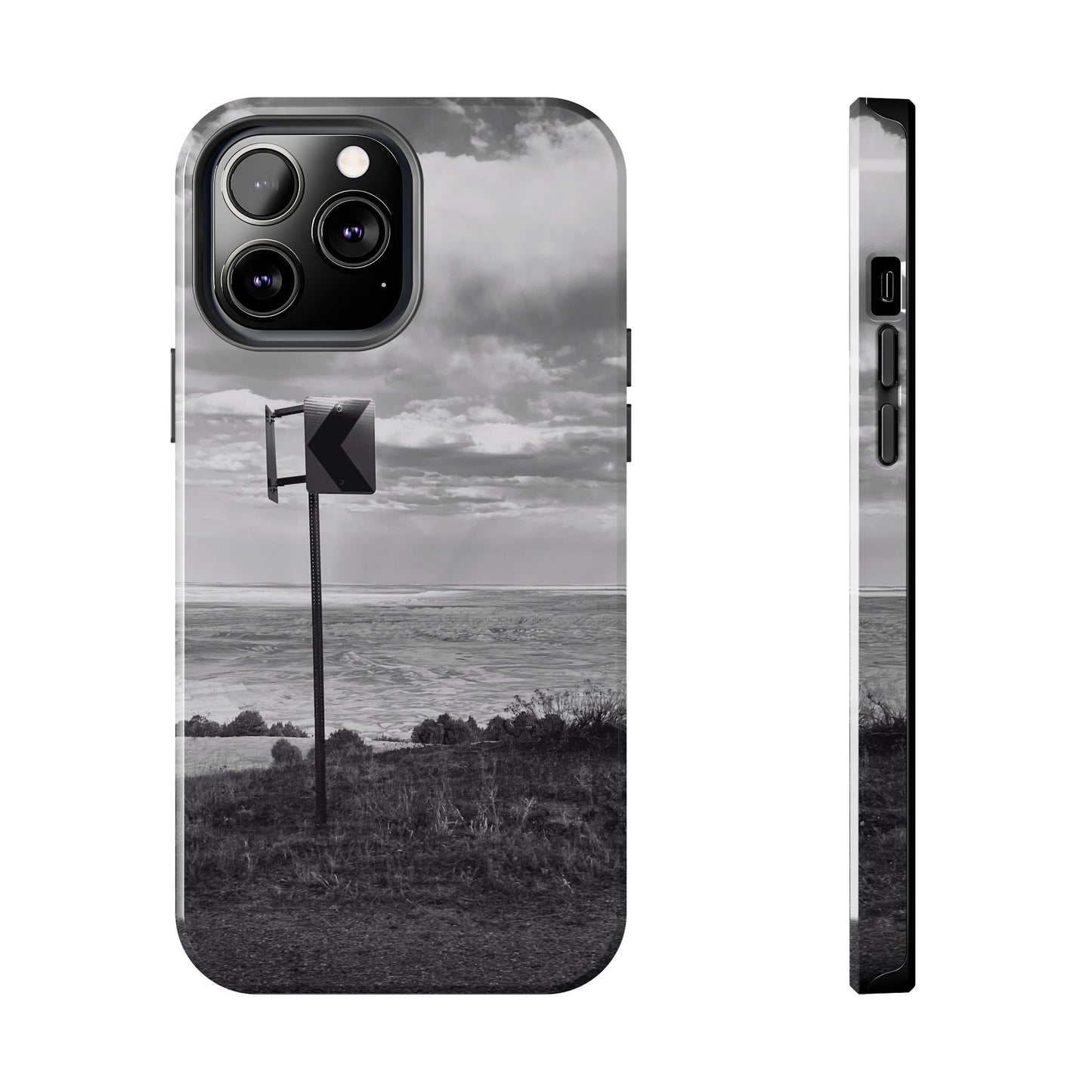 Road Sign Tough Phone Cases, iPhone & Samsung cases, wireless charging, black and white photo, nature, original art, gift birthday Christmas
