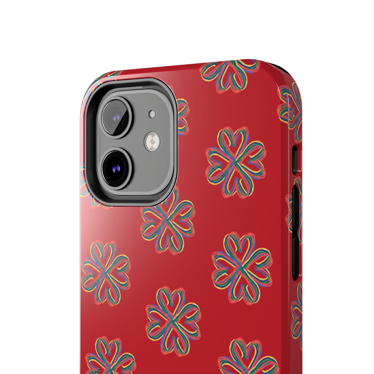 Floral Tough Phone Case, Red Phone Cover, Protective Tech Accessory, Botanical Phone Shell, Gift for Gardeners, Colorful, Wireless Charging