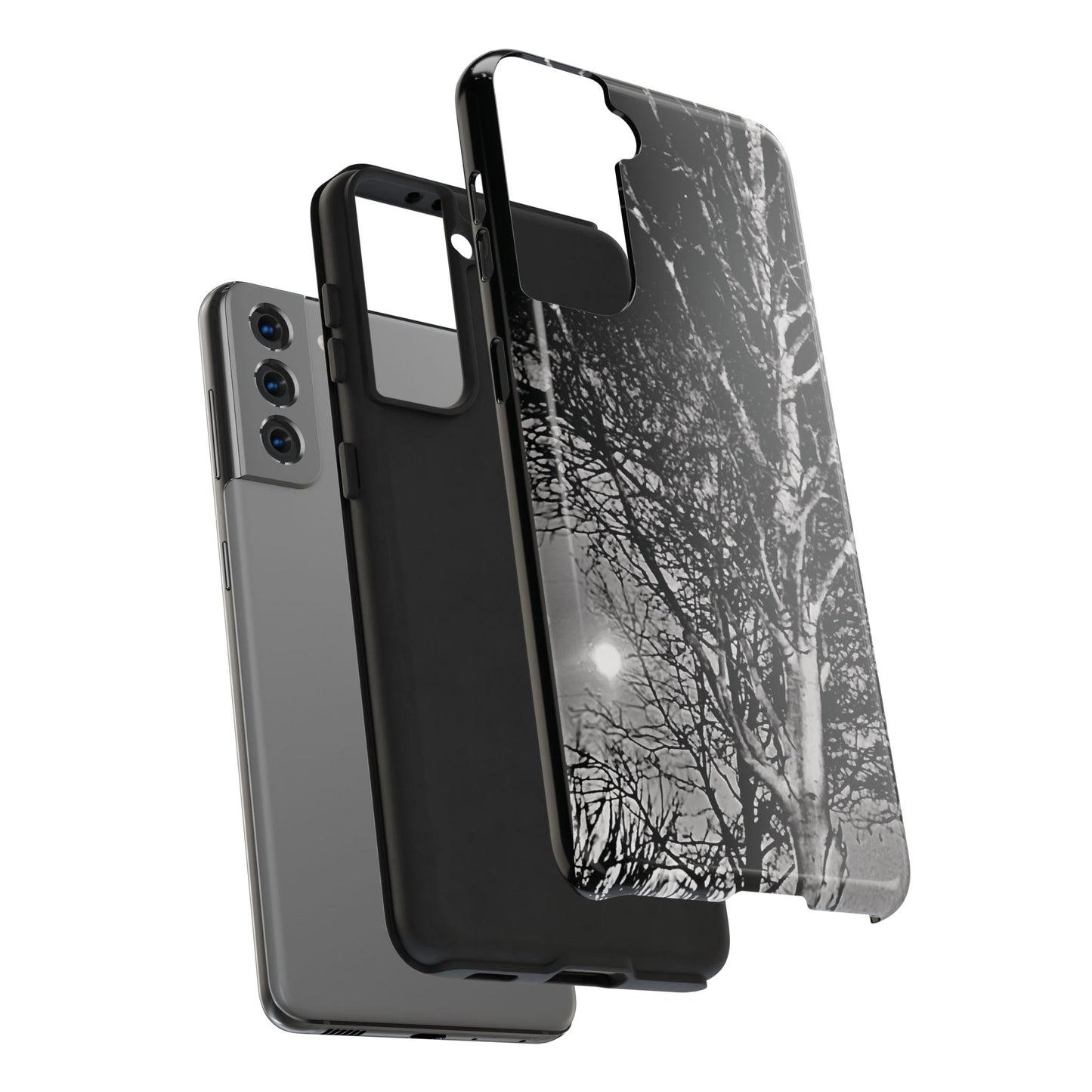 Worm Moon Night Trees Tough Phone Cases, iPhone & Samsung cases, wireless charging, trees, nature, spooky, original photo, gifts, Halloween