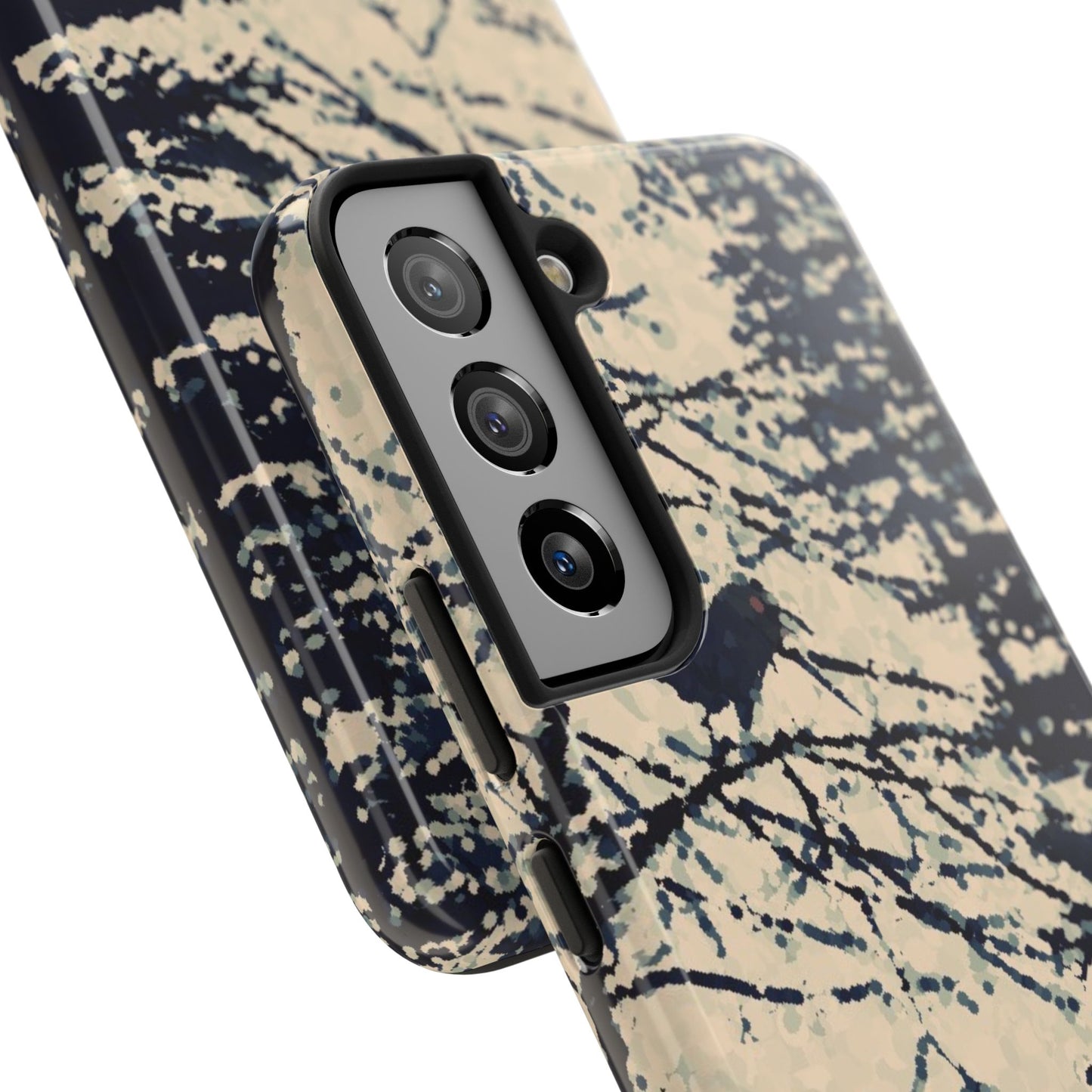 Crows in Forest Tough Phone Cases, iPhone & Samsung cases, wireless charging, crows, trees, birds, original artwork, gifts, Halloween
