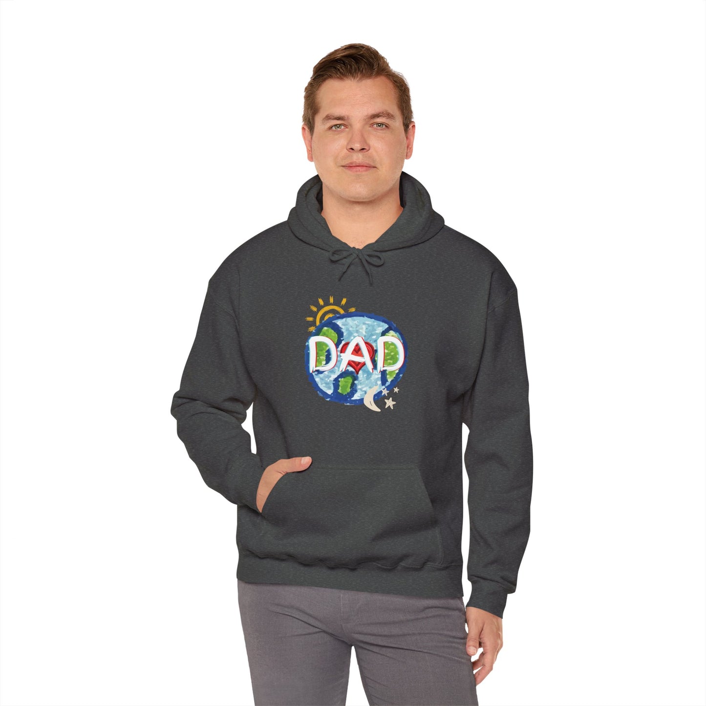 DAD Hooded Sweatshirt - Whole World Sun Moon & Stars Heart Love Fathers Day Gift for Men