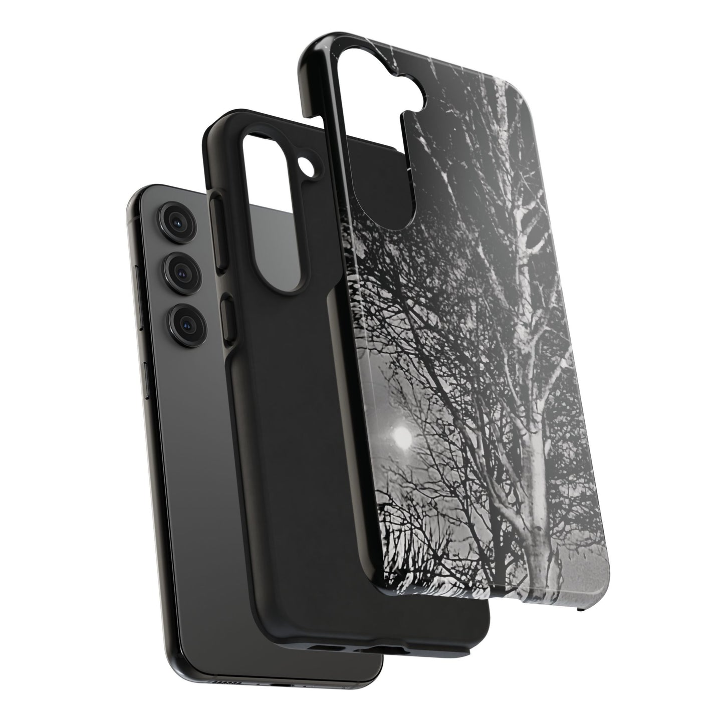 Worm Moon Night Trees Tough Phone Cases, iPhone & Samsung cases, wireless charging, trees, nature, spooky, original photo, gifts, Halloween
