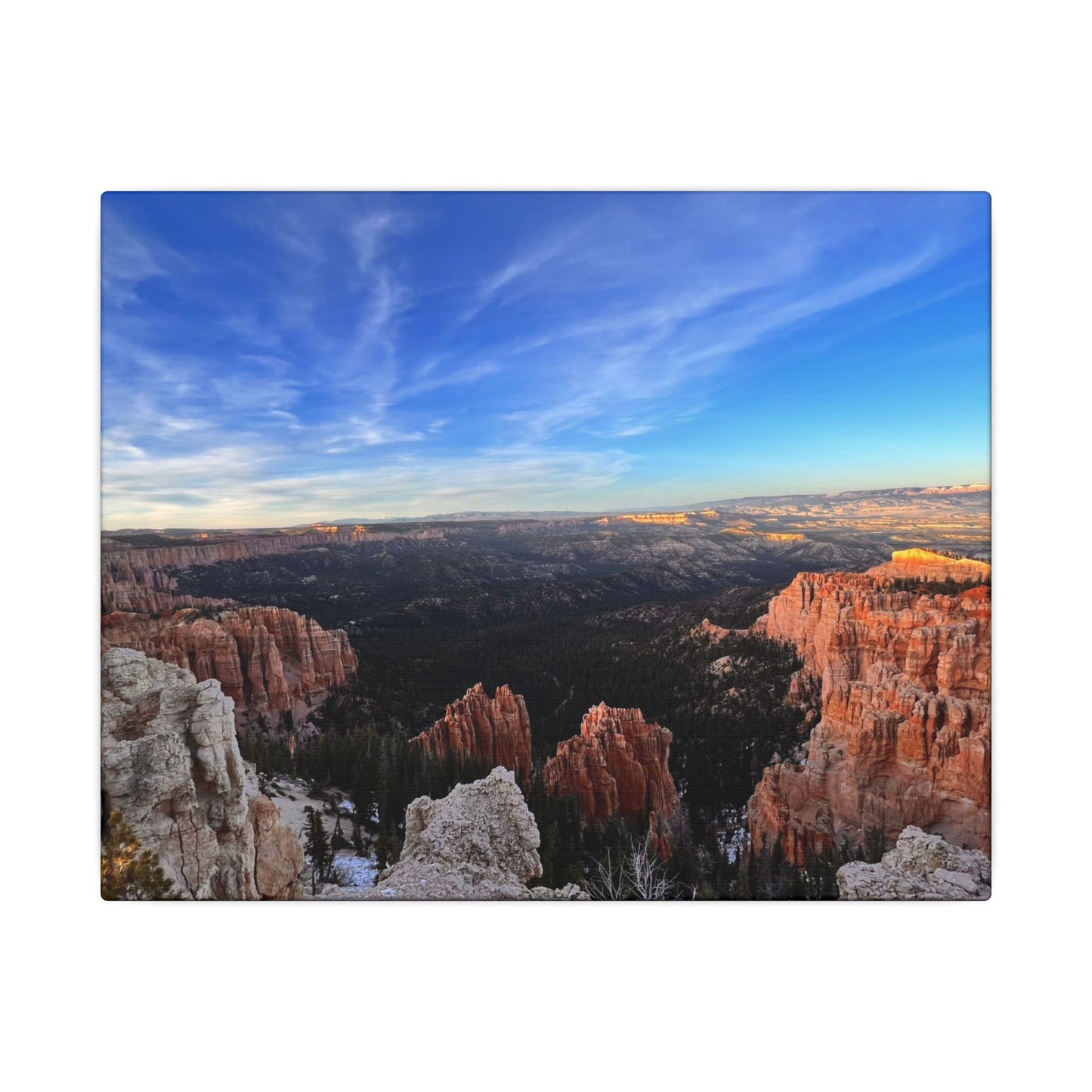 Canvas Wrap Bryce Canyon Landscape, Nature, America, Western, Artwork, Wall Art, Matte Print, Rocks, Gift, Sky, Colorful, Clouds, Eco