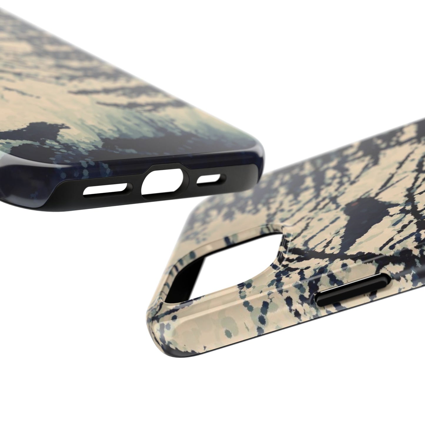 Crows in Forest Tough Phone Cases, iPhone & Samsung cases, wireless charging, crows, trees, birds, original artwork, gifts, Halloween