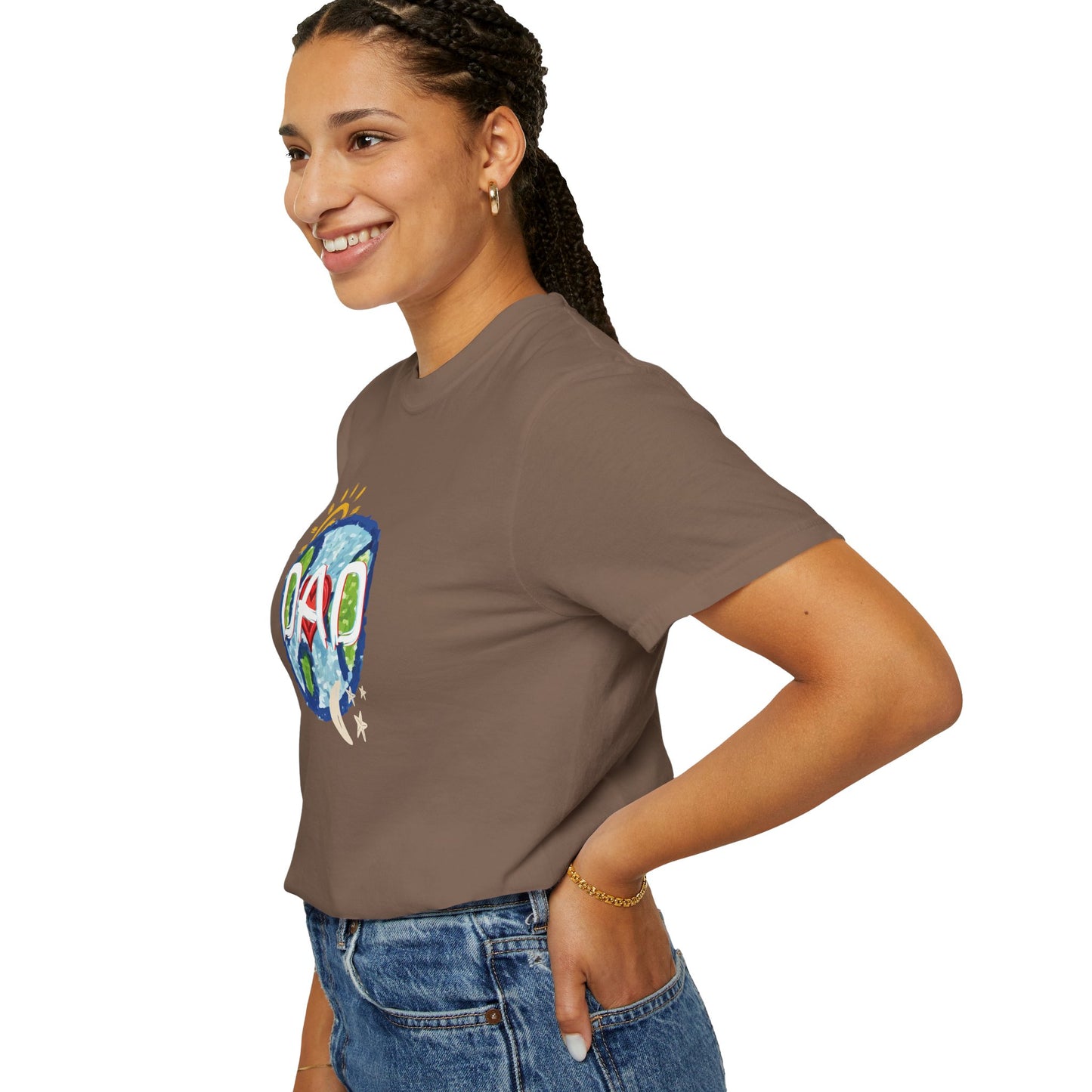 DAD Unisex Garment-Dyed T-shirt - Whole World, Sun, Moon & Stars, Heart - Fathers Day Gift