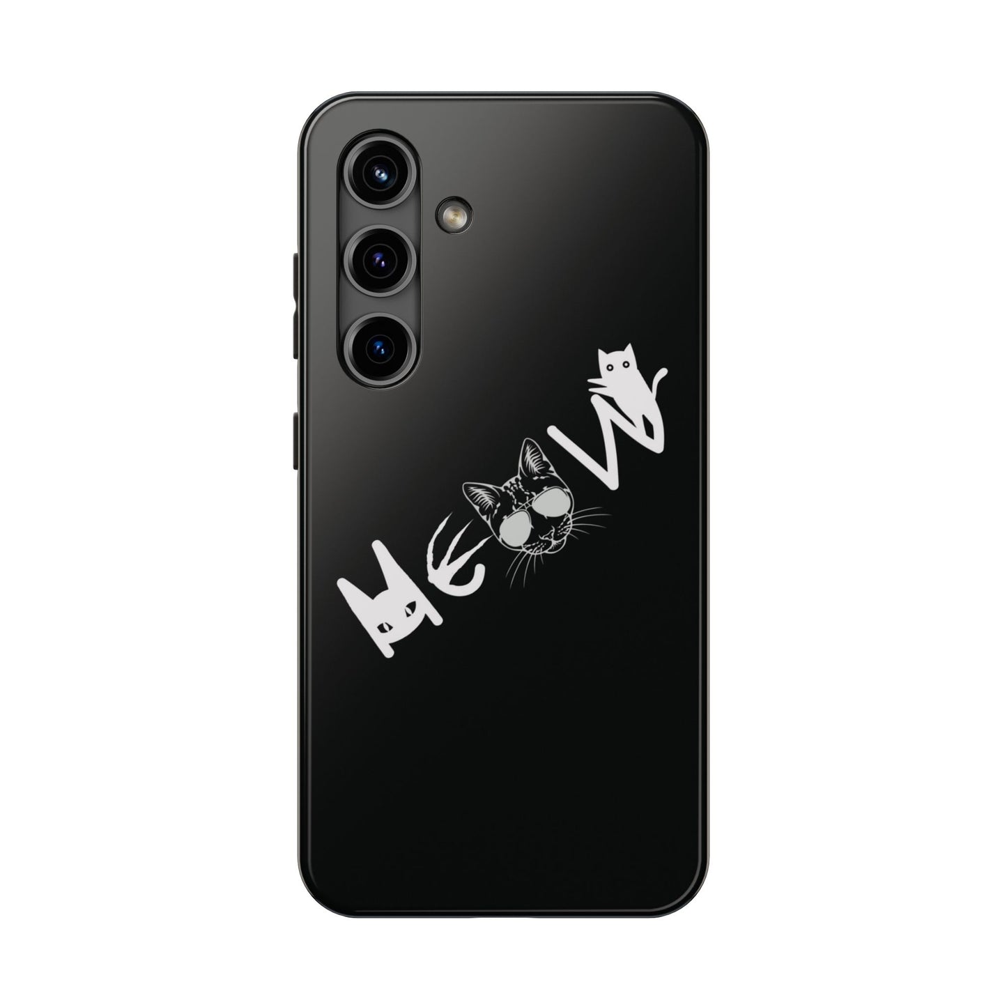 Meow Tough Phone Cases, iPhone & Samsung cases, wireless charging, cats, sassy, kitty, gender neutral, gifts, Halloween, birthday, Christmas