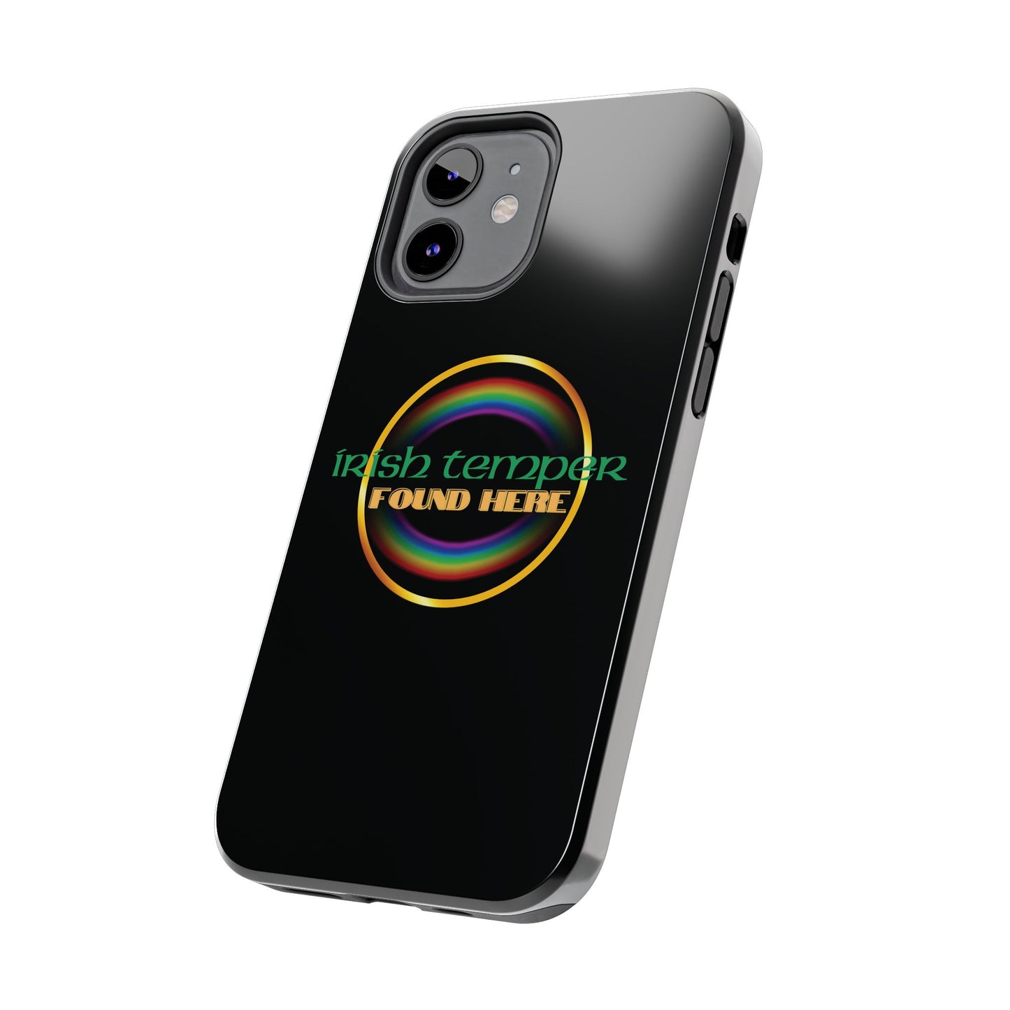 Irish Temper Found Here Black Tough Phone Cases, iPhone & Samsung cases, wireless charging, gifts, St Patricks Day, Birthday, Christmas